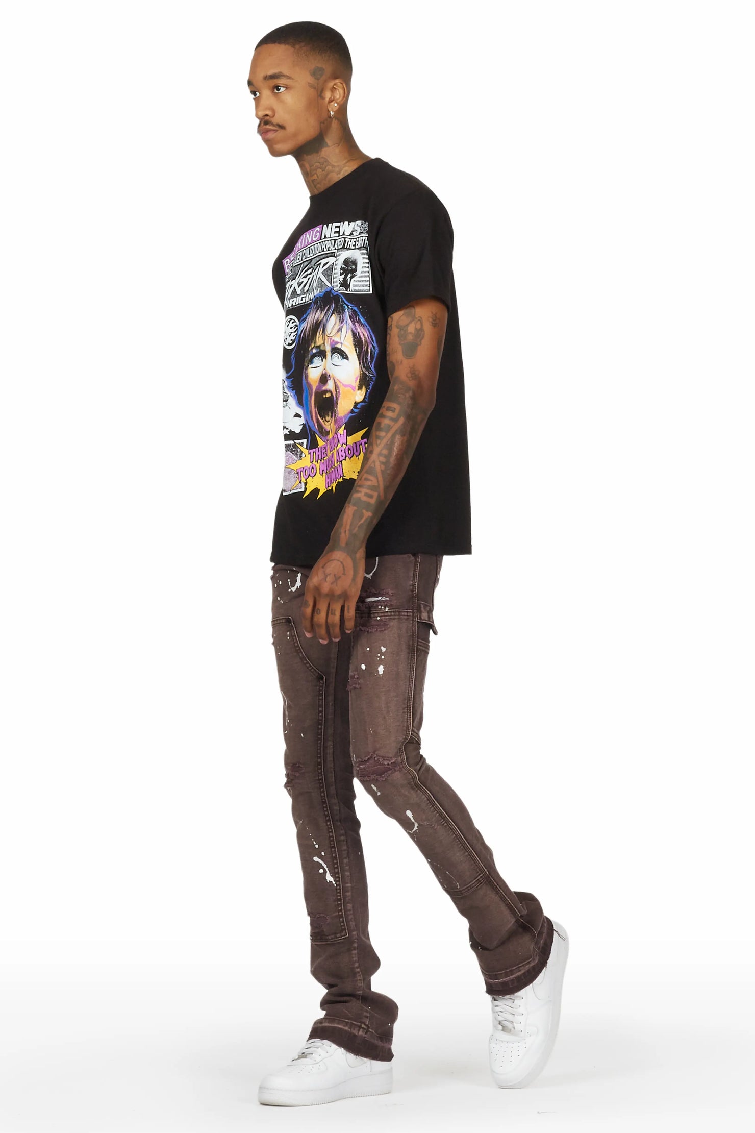 Thorton Brown Stacked Flare Jean