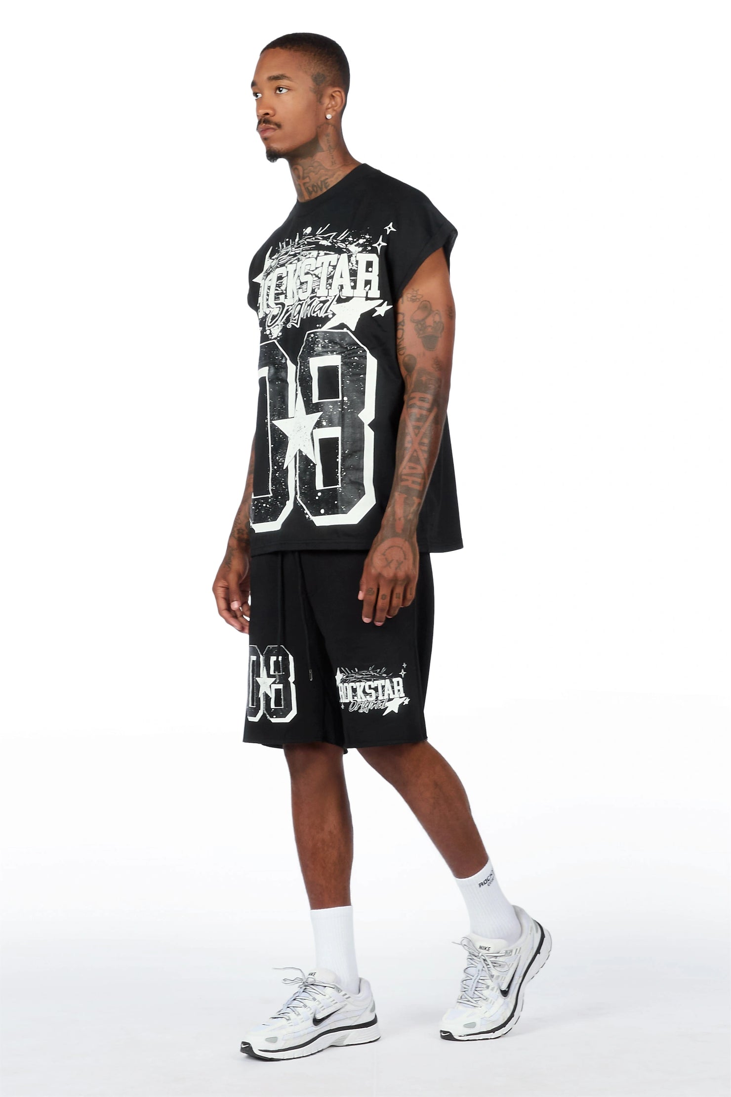 Allstar Cut Sleeve Black/White T-Shirt Short Set