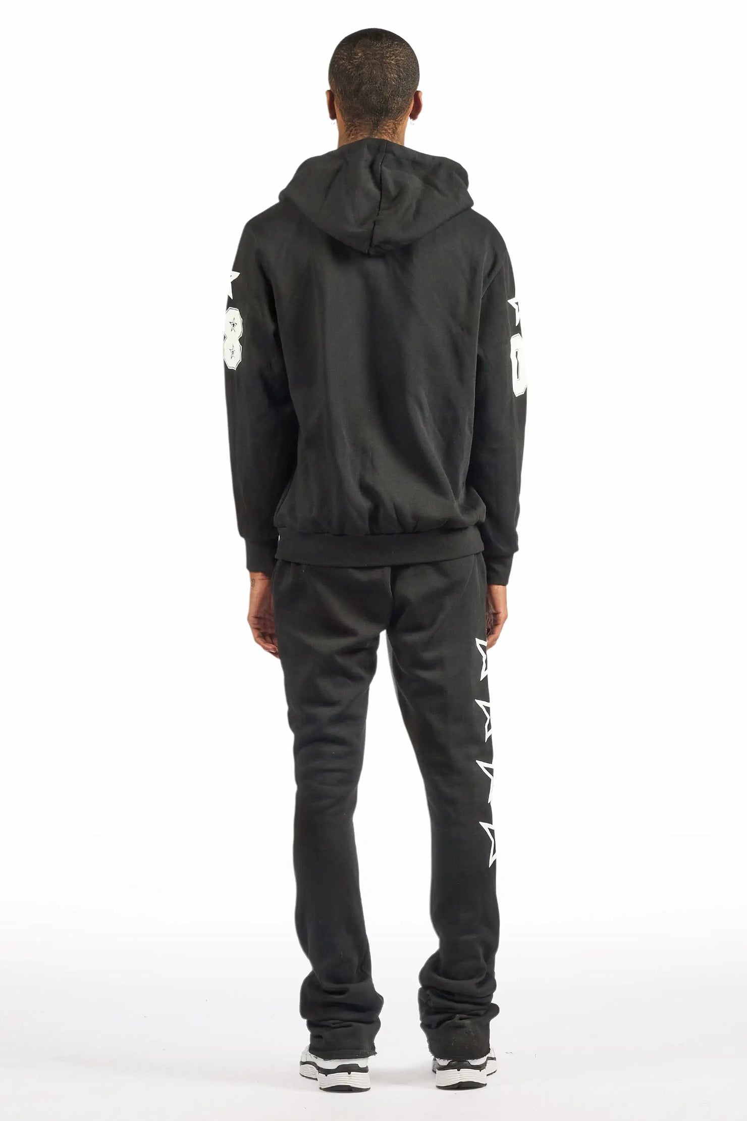 Skender Black/White Hoodie/Stacked Flare Track Set