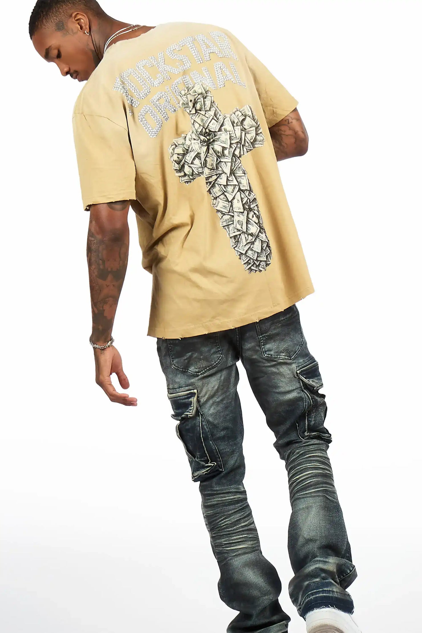 Cruz Dark Blue Stacked Fit Jean
