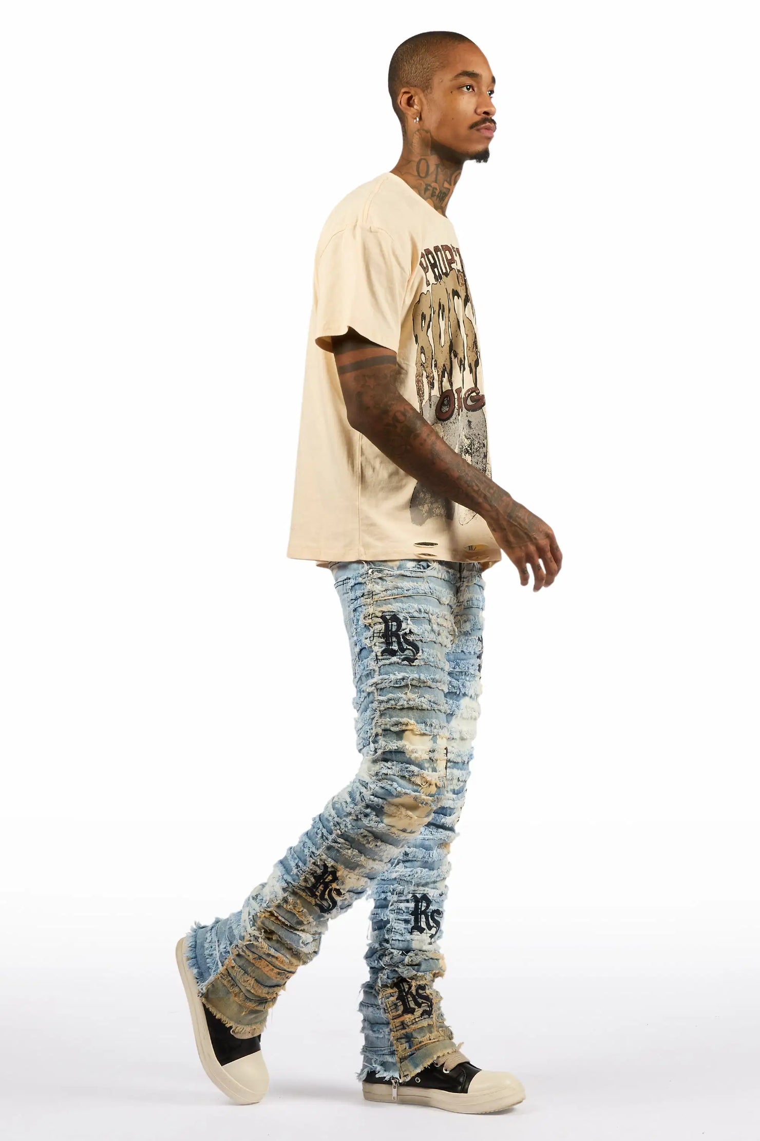 Inferna Blue Stacked Flare Jean