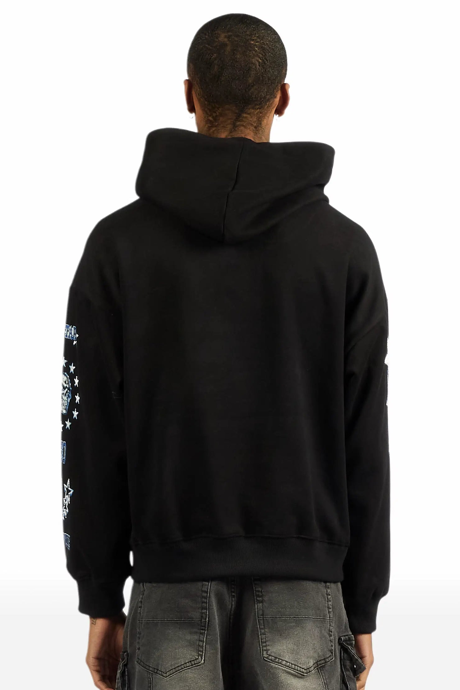 Marxe Black Rhinestone Oversized Hoodie