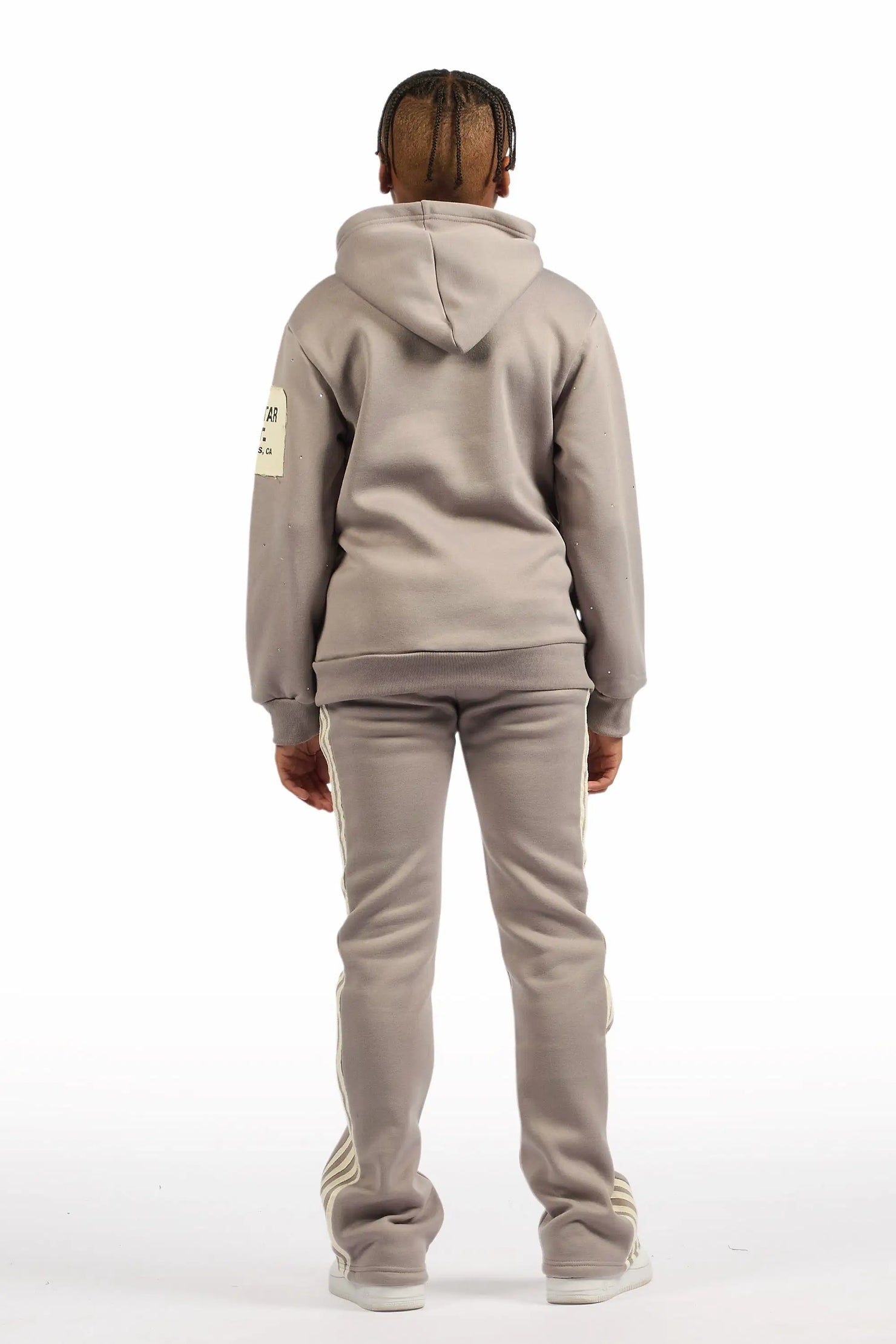 Boys Yulian Grey Hoodie Stacked Track Pant Set