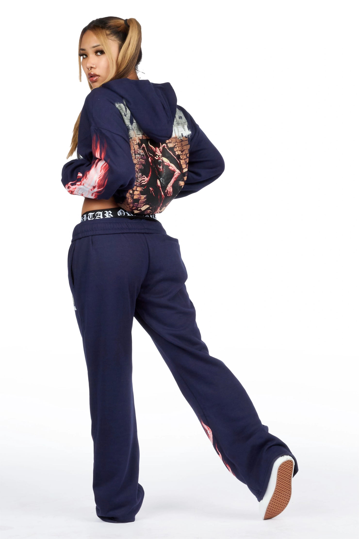 Kyntra Navy Graphic Baggy Fit Track Set