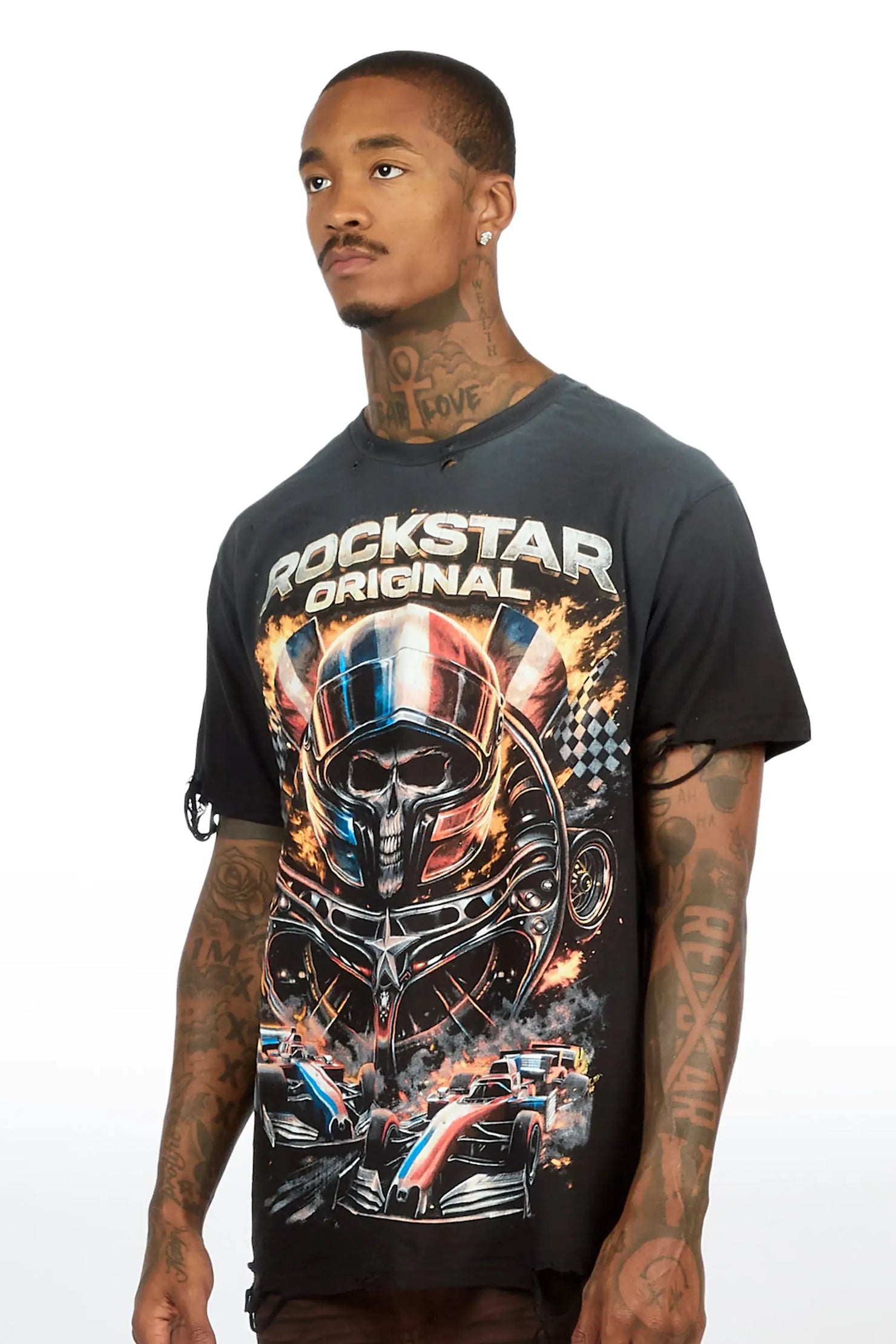 Diggs Black Oversized Graphic T-Shirt