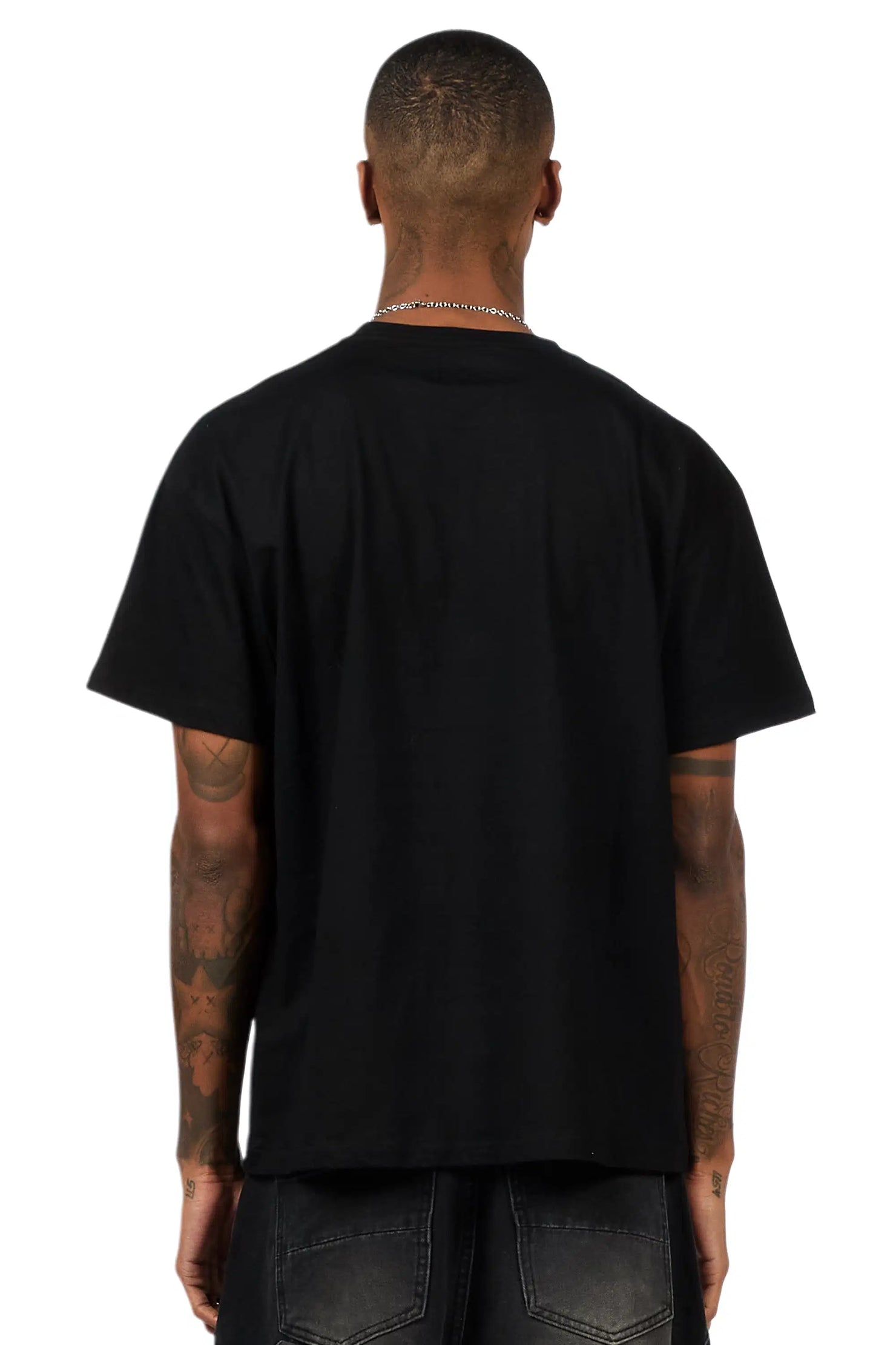 Supper Sketch Black Oversized Graphic T-Shirt