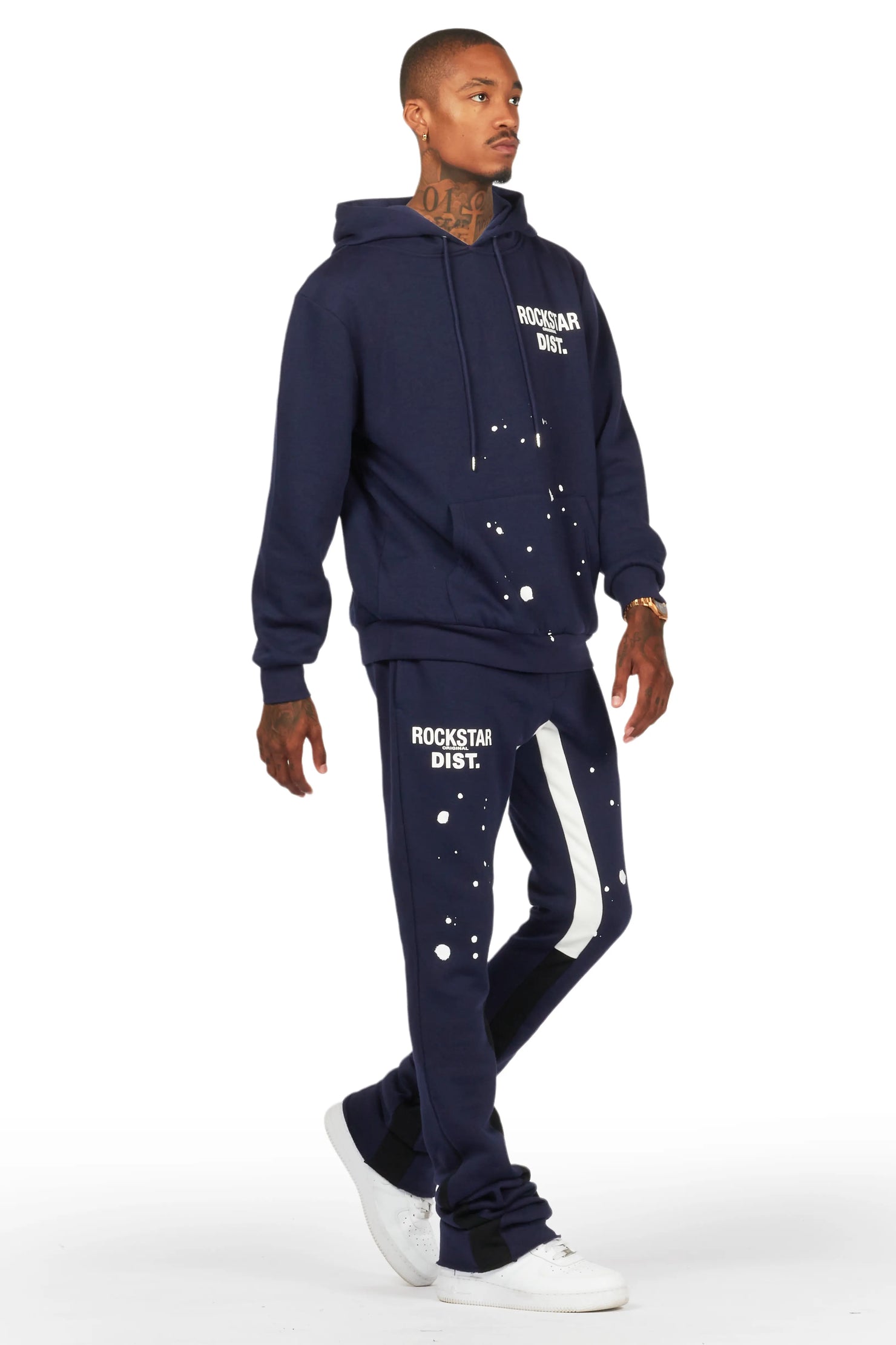 Raffer Navy Hoodie/Super Stacked Flare Pant Set