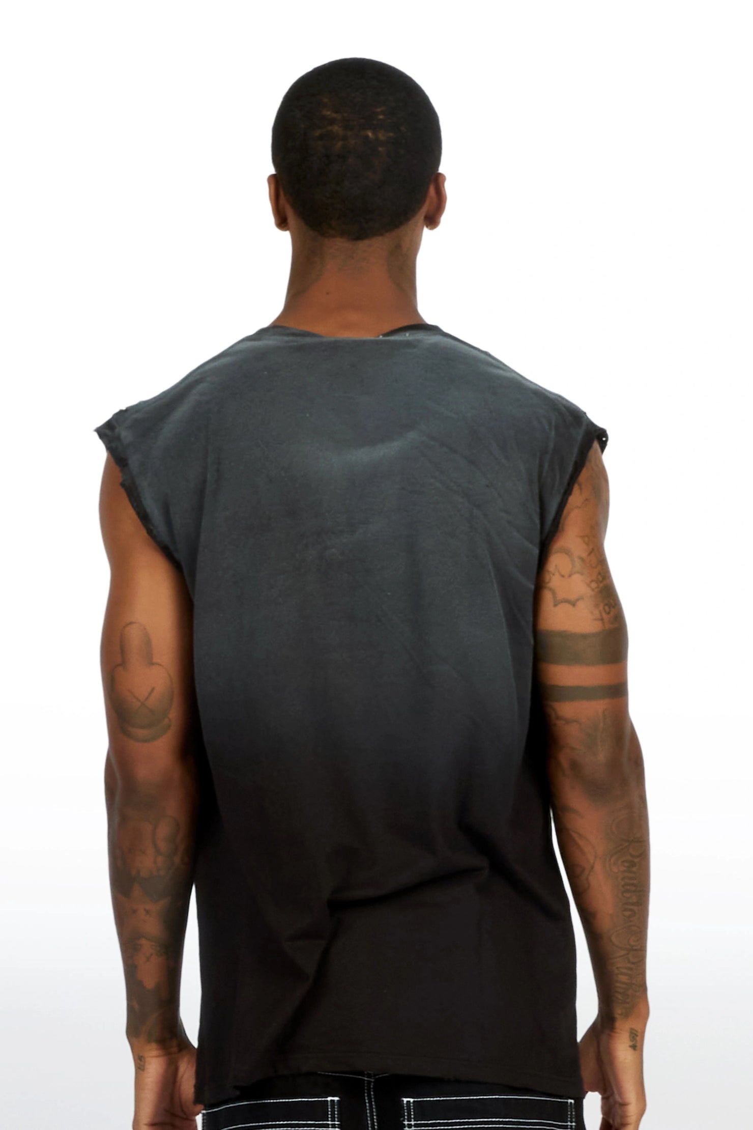Elmore Black Oversized Cut Off T-Shirt