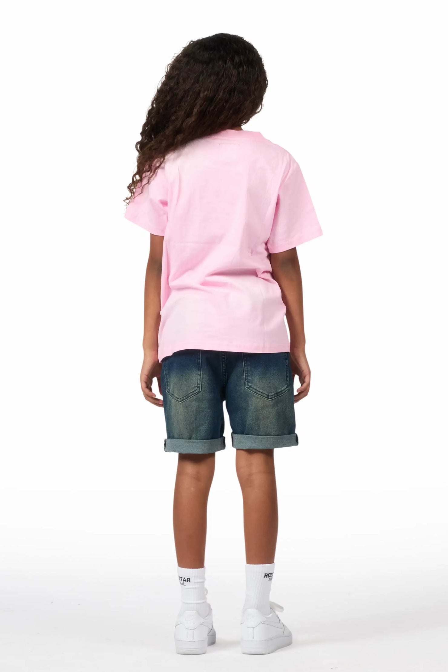 Girls Jumiper Pink/Blue T-Shirt/Denim Short Set