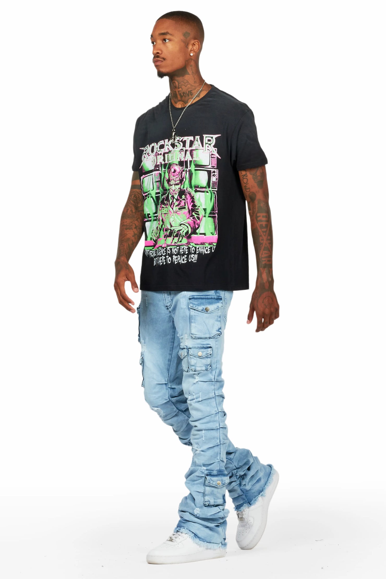 Gentry Blue Stacked Flare Jean