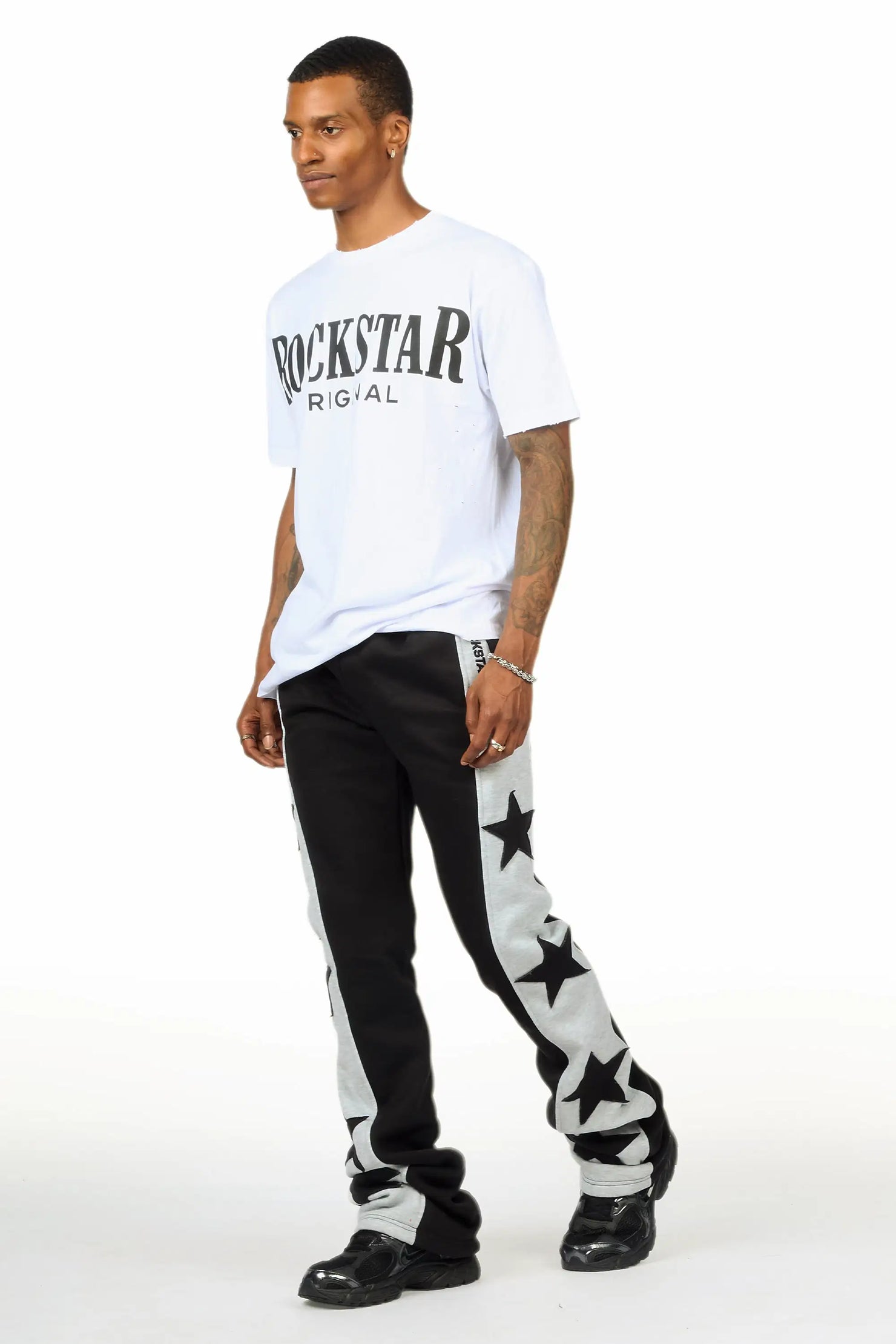 Geza Black Baggy Stacked Pant