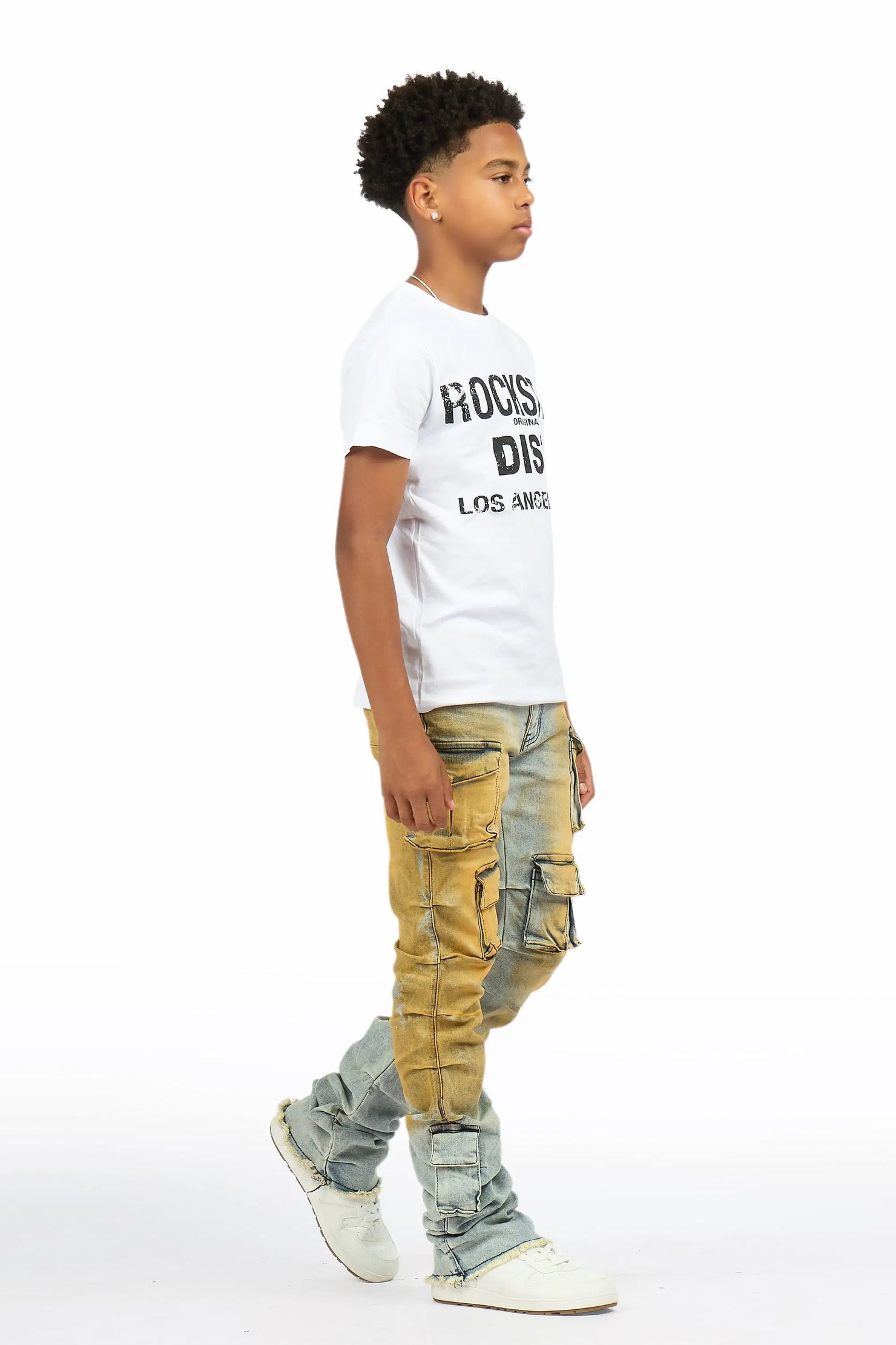 Boys Gentry Tint Light Blue Stacked Flare Jean