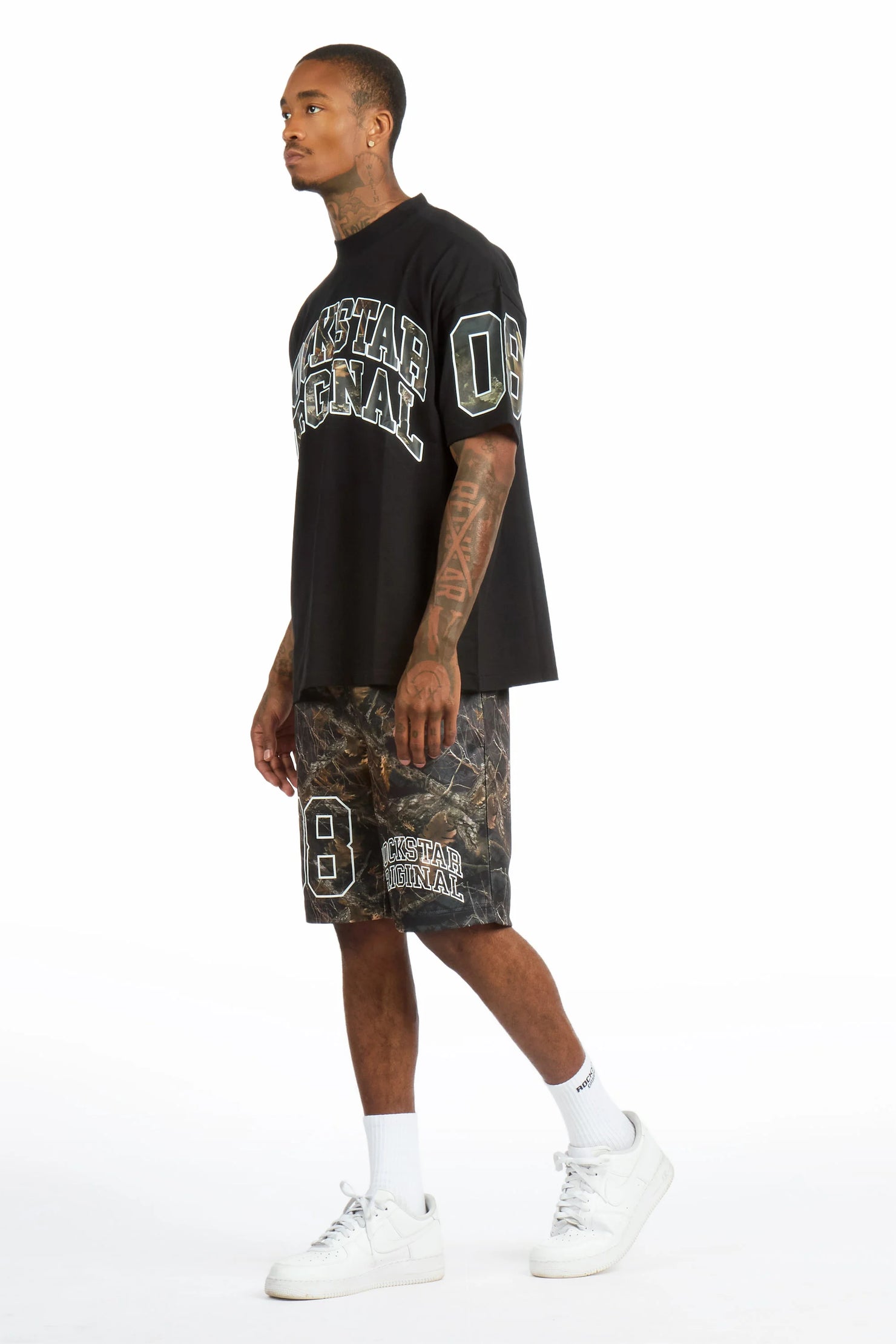 Desiero Black Camo T-Shirt Short Set