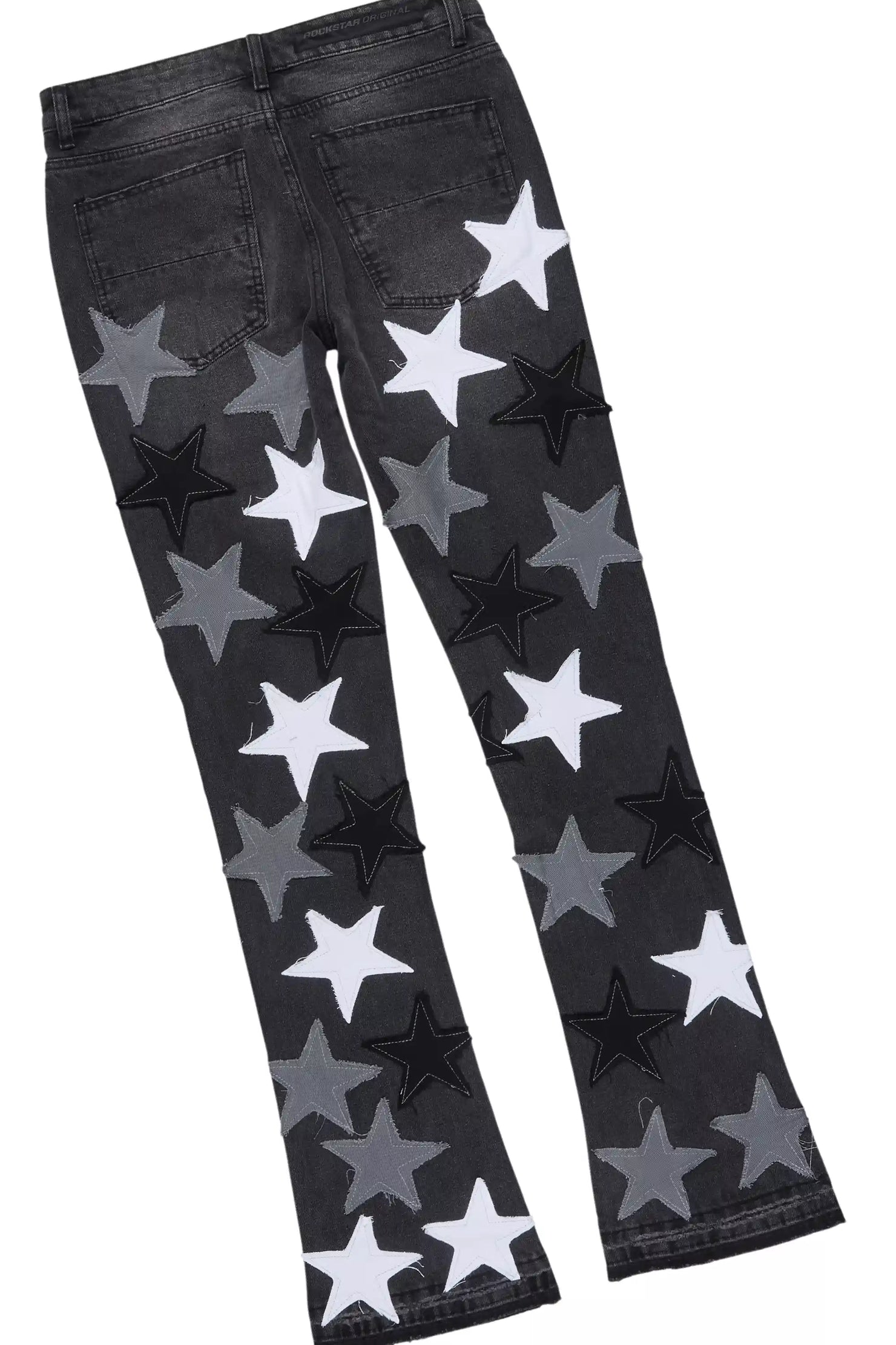 Starlane Jet Black Denim Jacket/Stacked Flare Jean Set