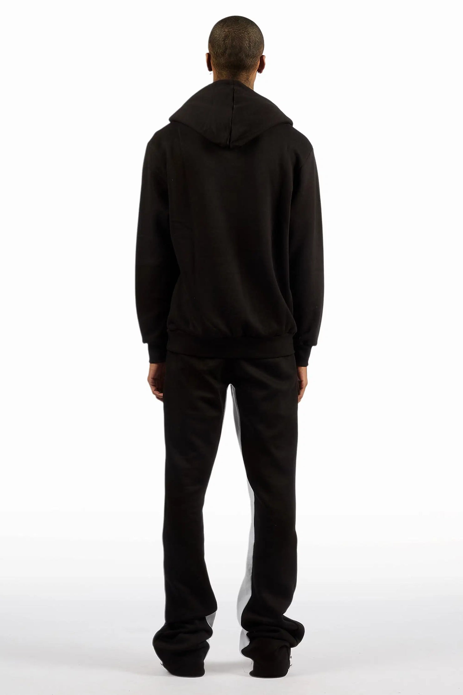 Mallor Black Hoodie Stacked Flare Track Set