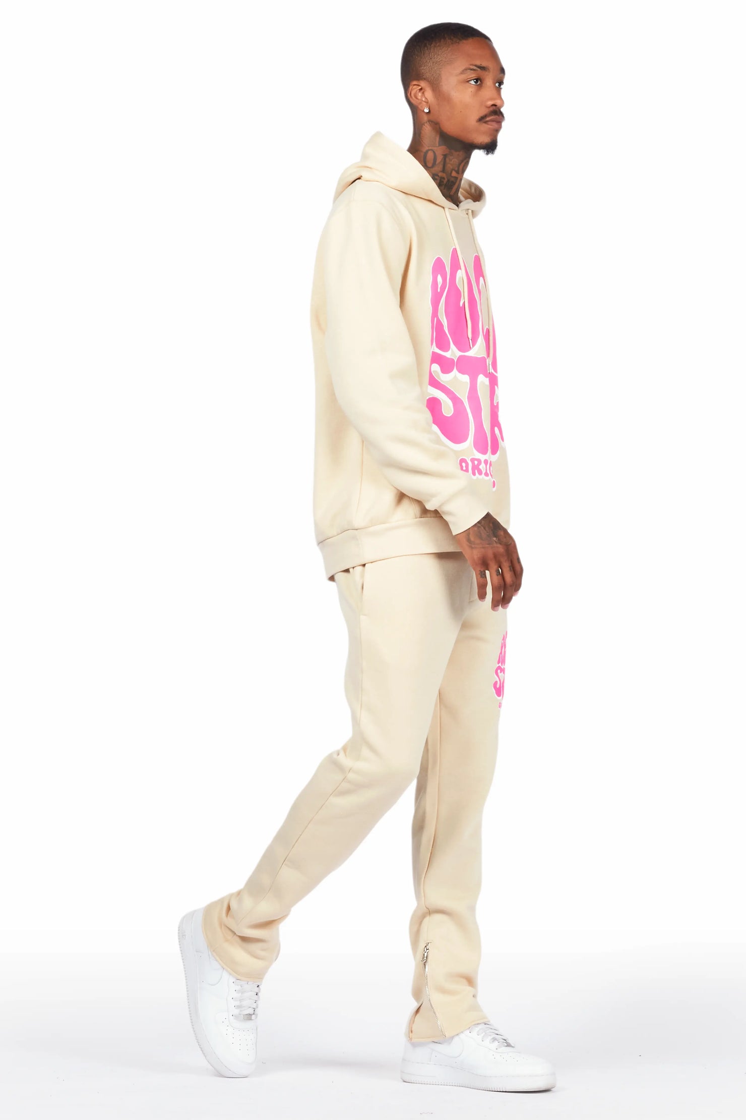 Warblen Beige Slim Fit Track Set