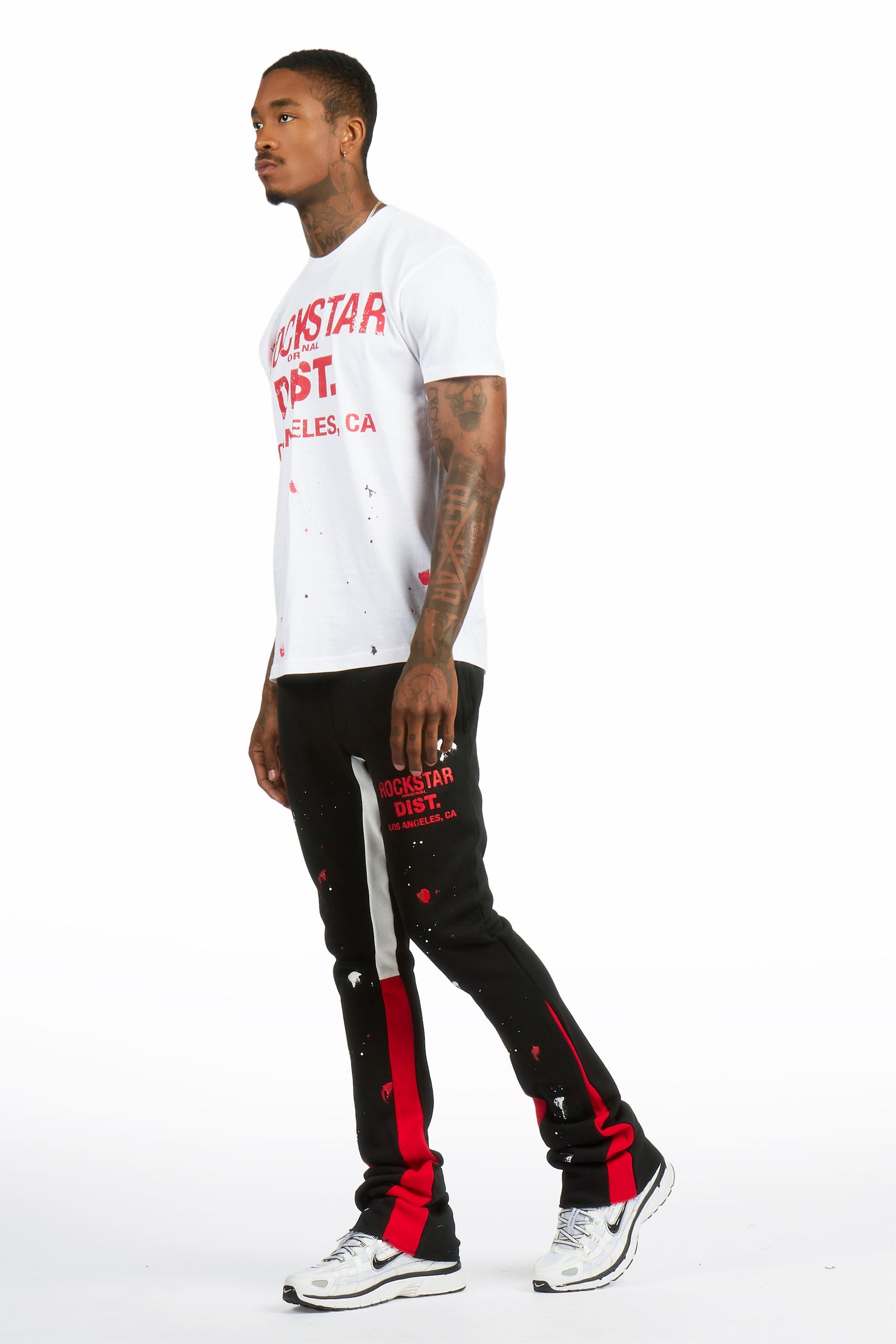 Scottie White/Black T-Shirt/Stacked Flare Track Pant Set
