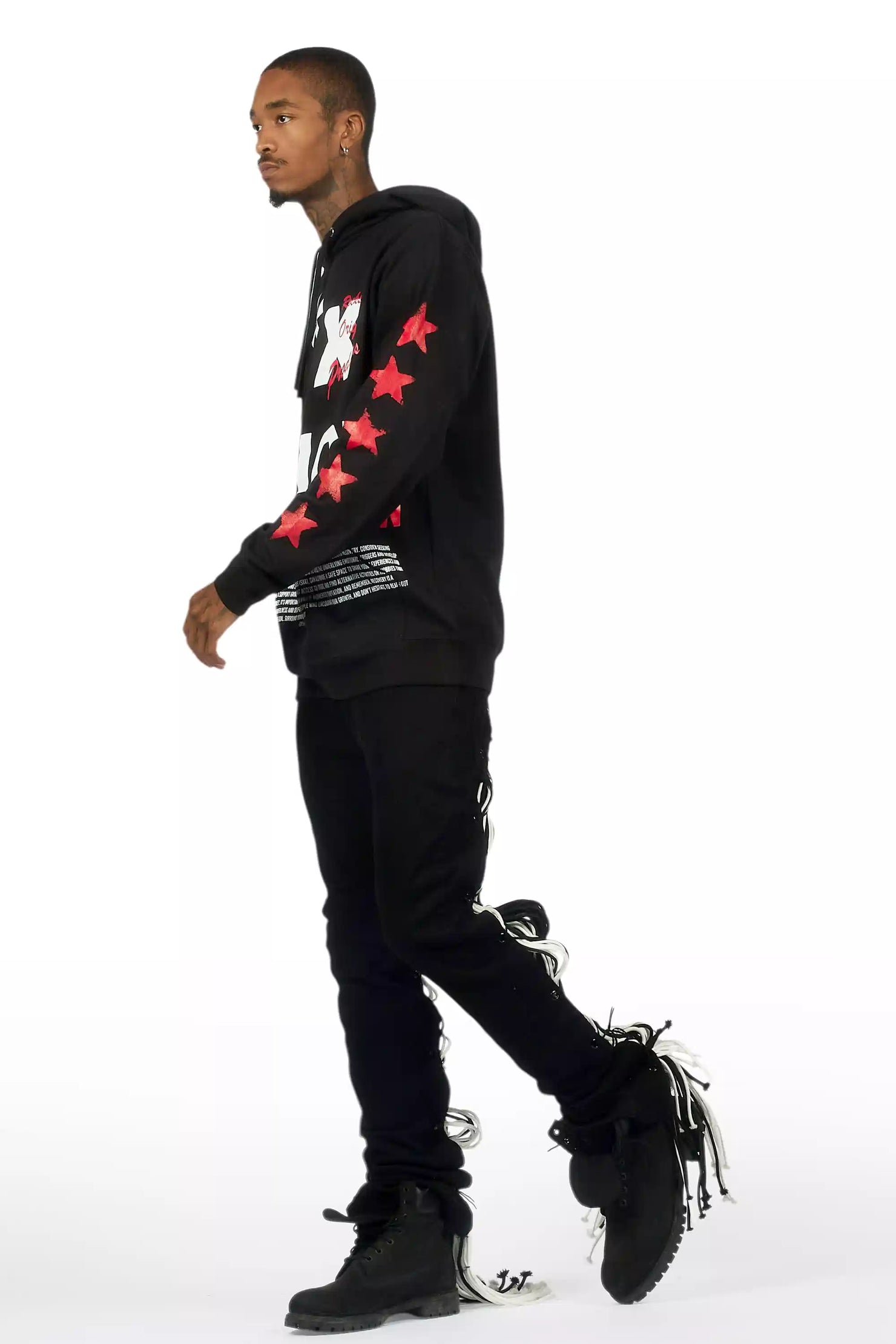 Otto Black Stacked Flare Jean