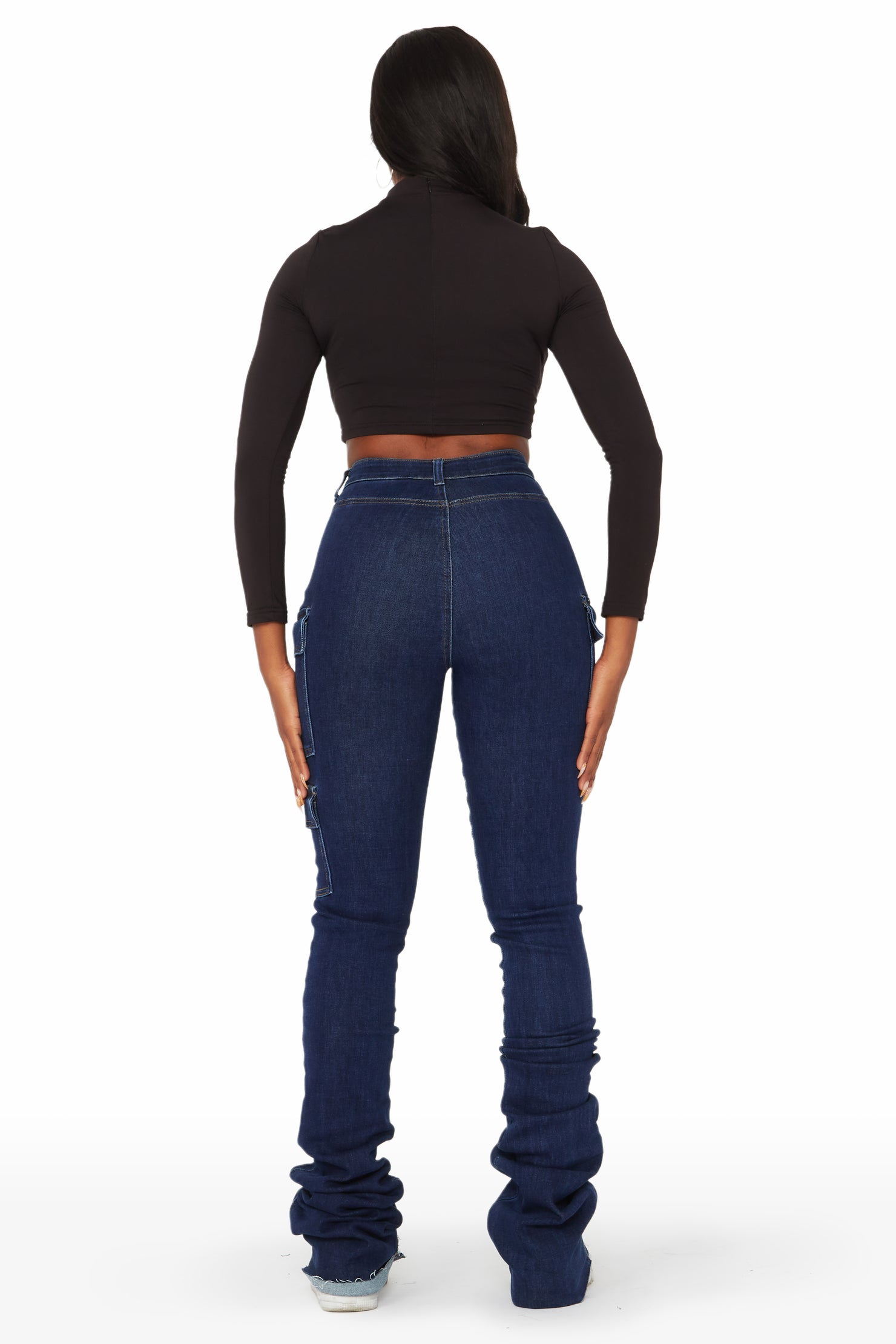 Vixen Dark Wash Cargo Super Stacked Jean