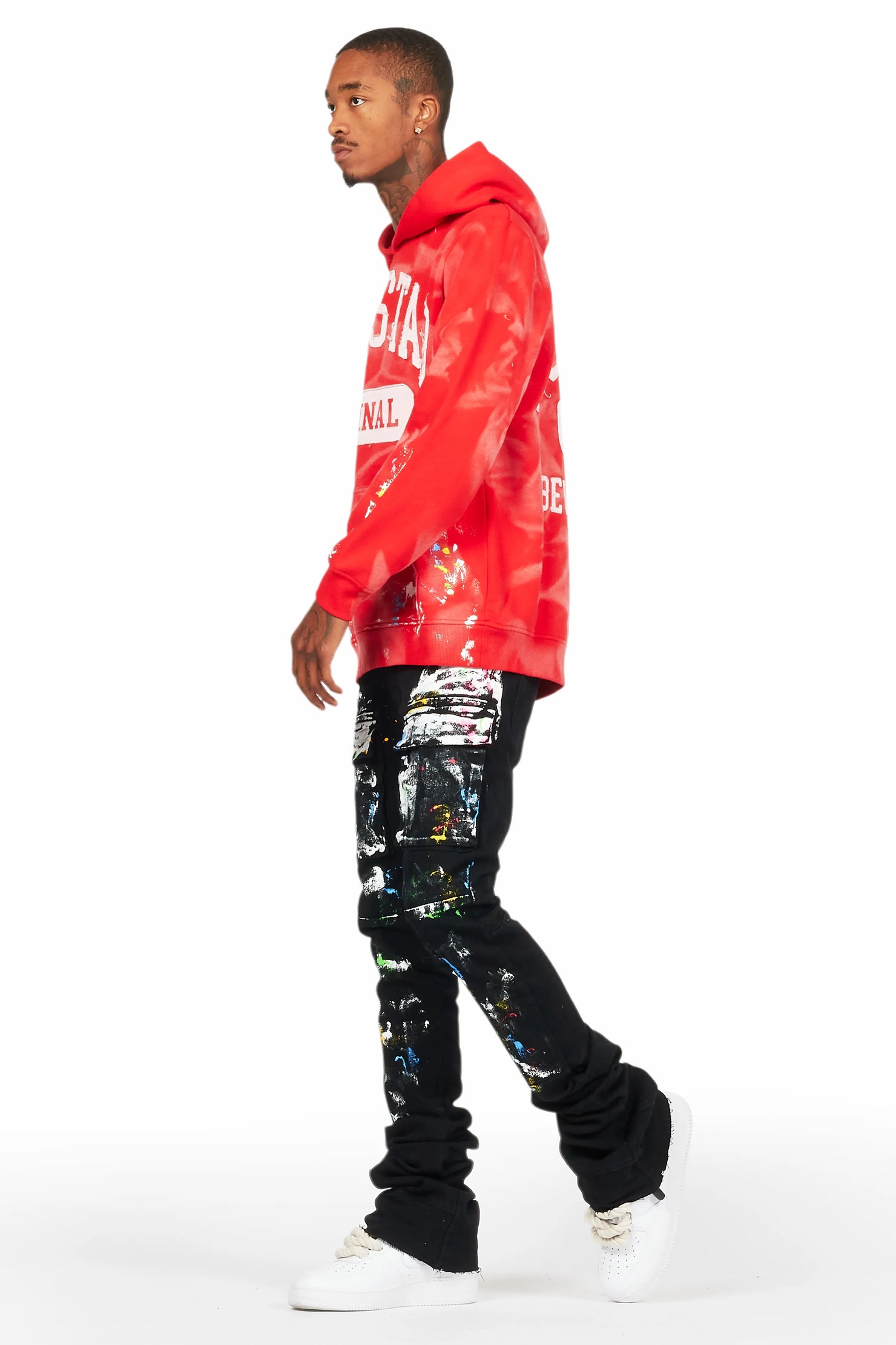 Danello Black Painter Super Stacked Flare Jean