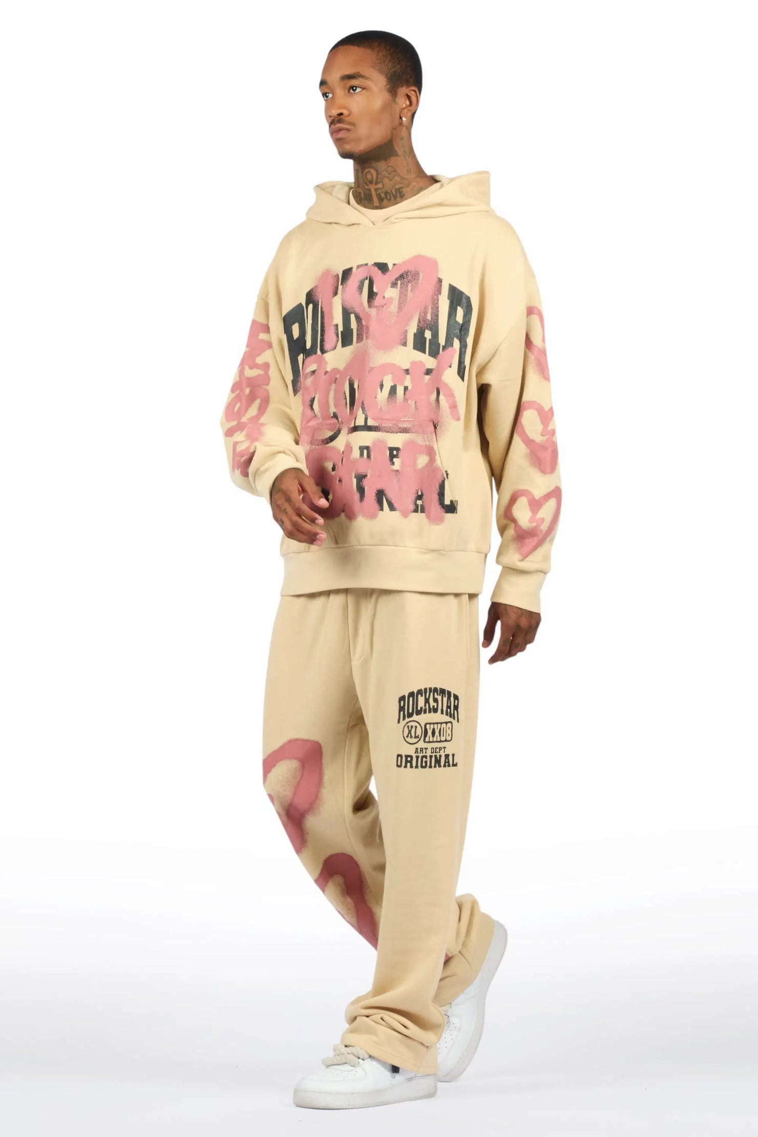 Loverdose Beige Hoodie/Baggy Pant Track Set