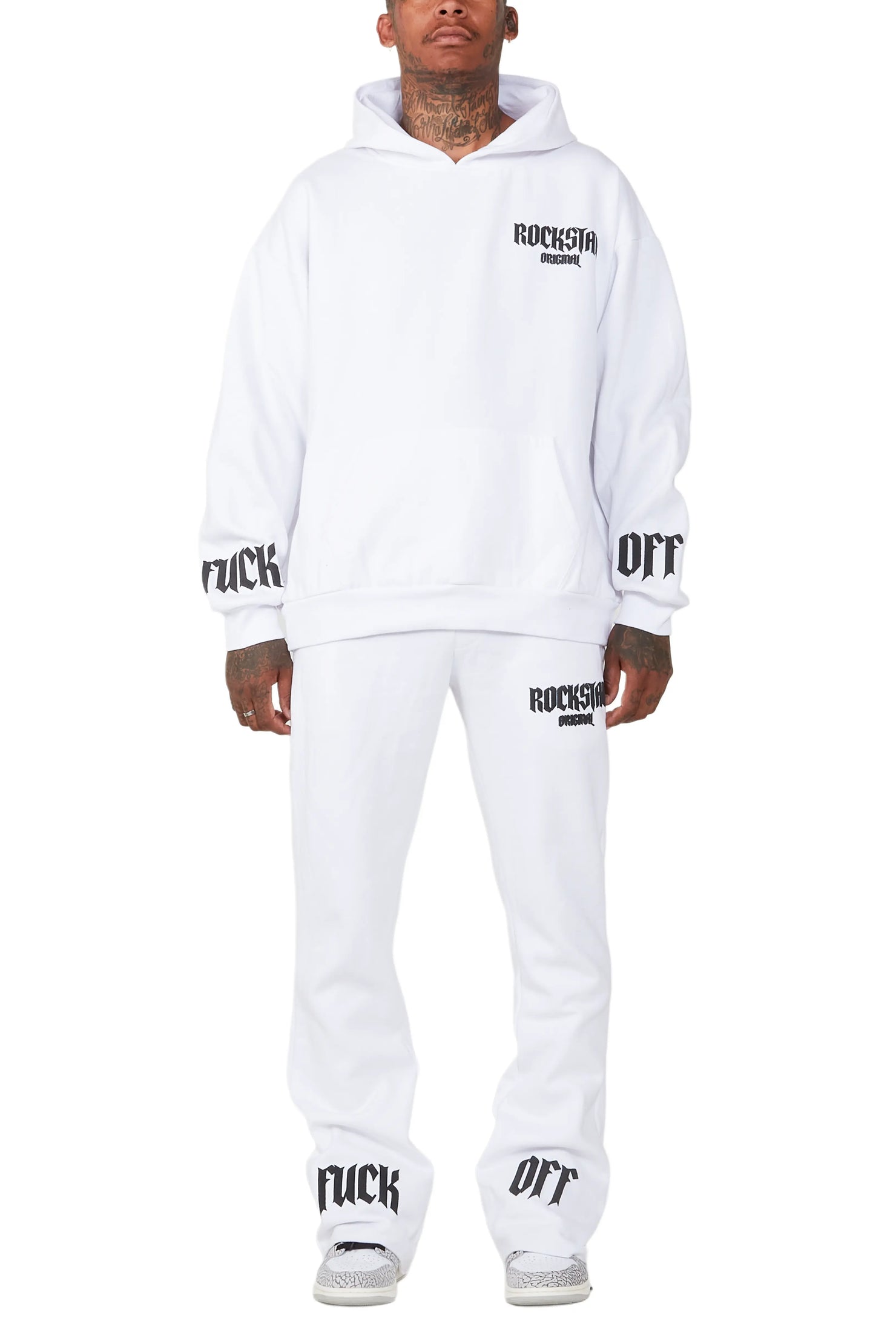 Omar White Stacked Flare Track Set