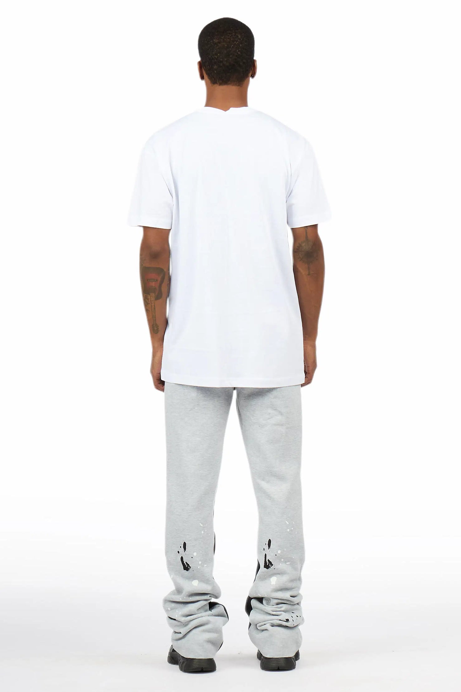 Scottie White/Heather Grey T-Shirt/Stacked Flare Track Pant Set
