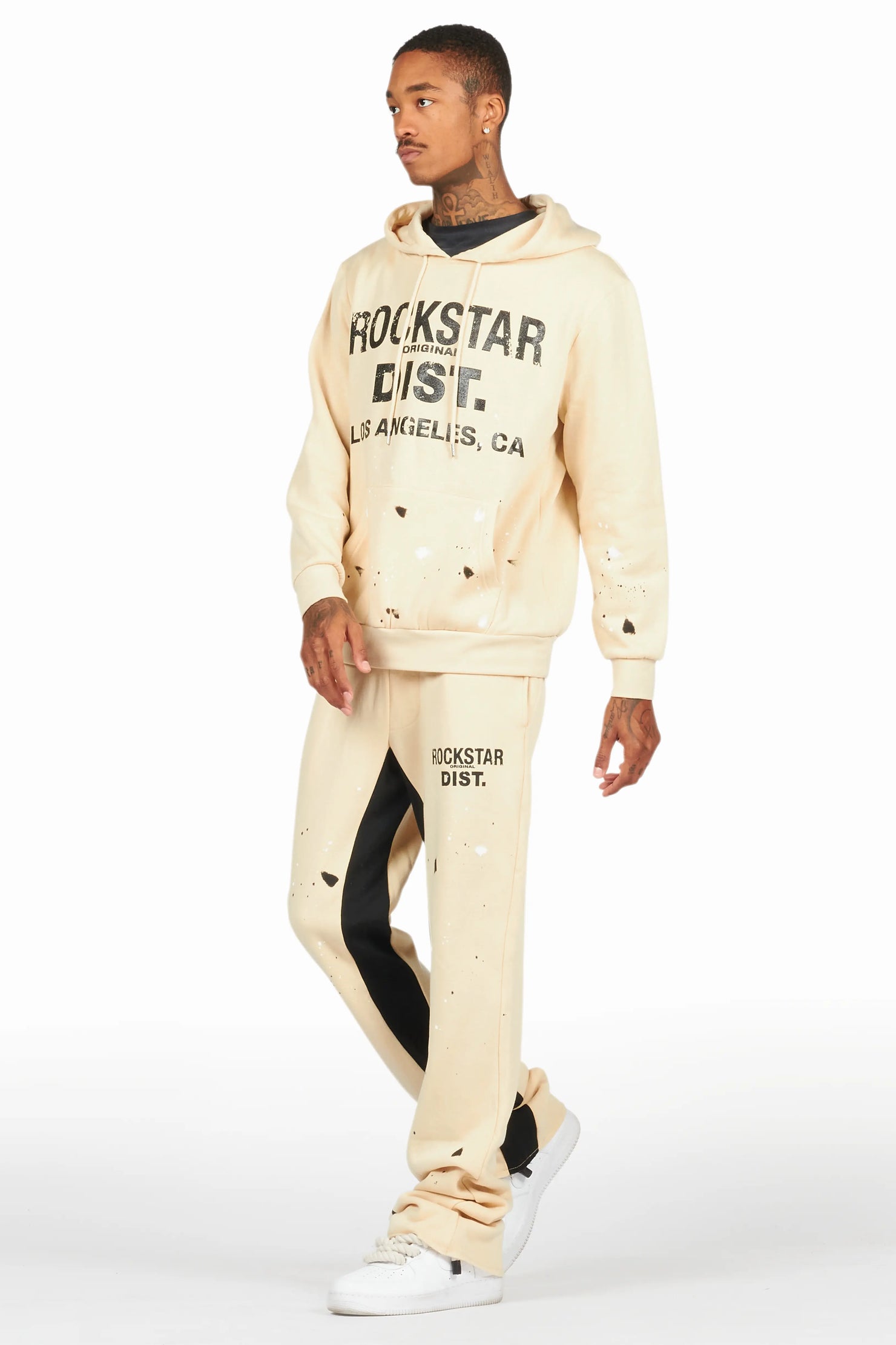 Scottie Beige Hoodie Relaxed Stacked Track Set