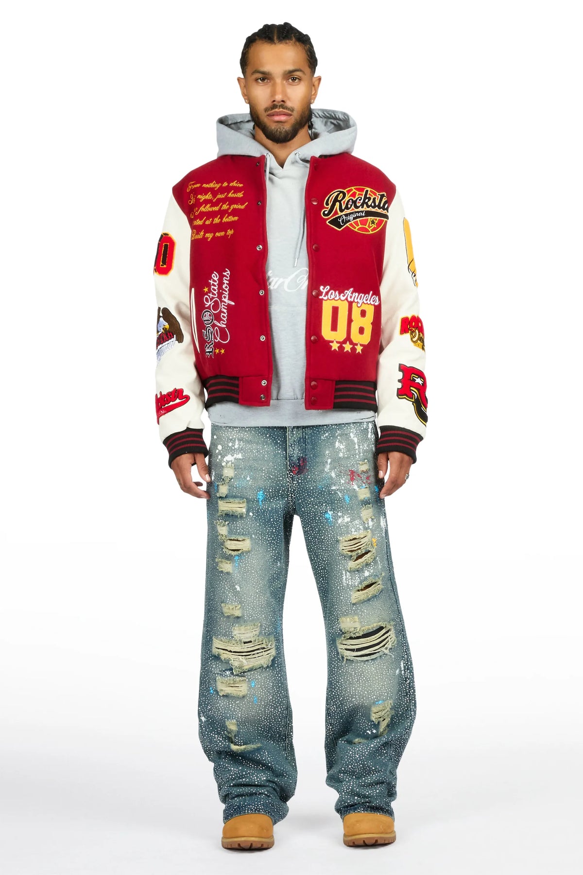 Painter Hendrix Dark Blue Rhinestone Baggy Fit Jean