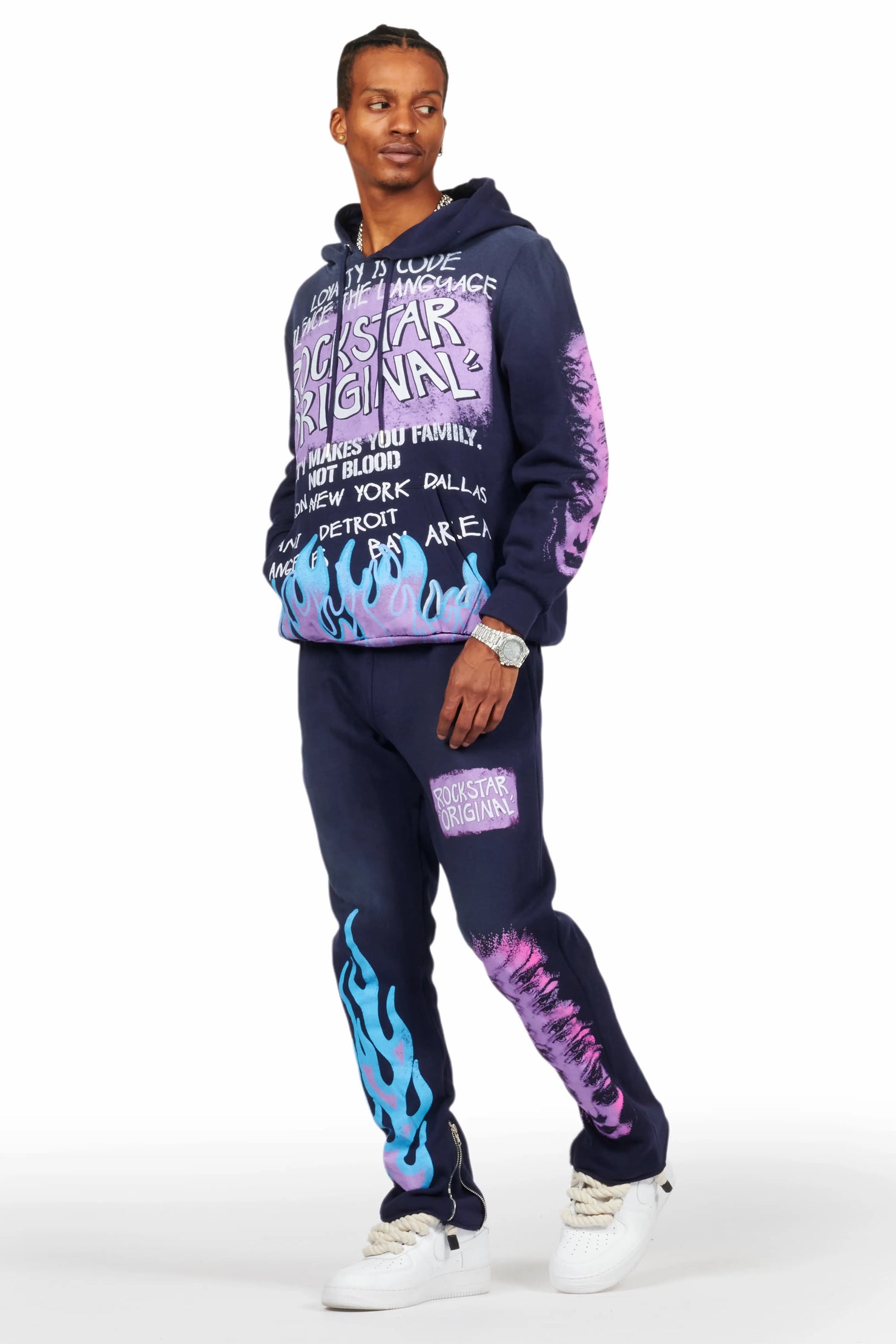 Beno Navy Slim Fit Hoodie Track Set