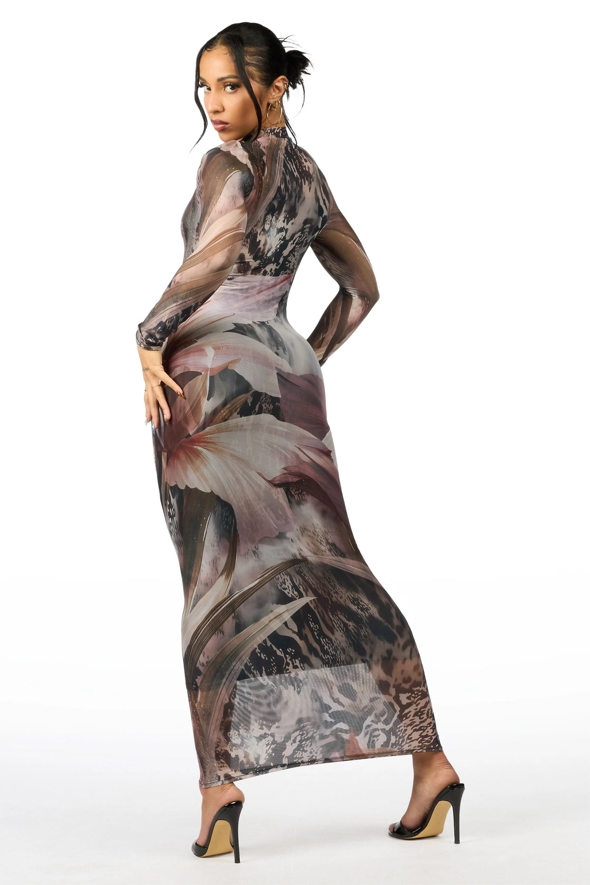 Oversized Floral Animal Black Maxi Dress