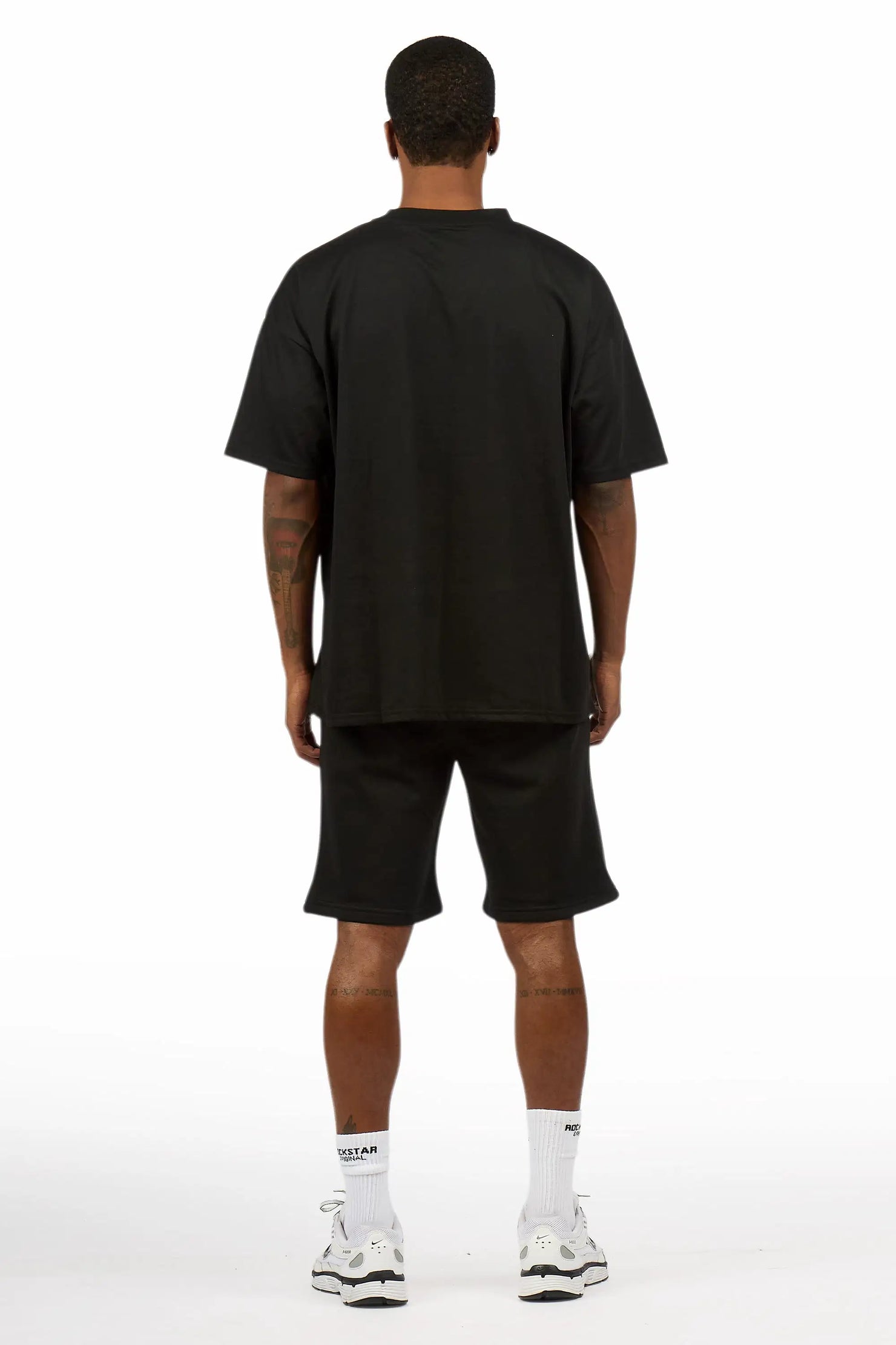 Amos Black/White Graphic T-Shirt Short Set