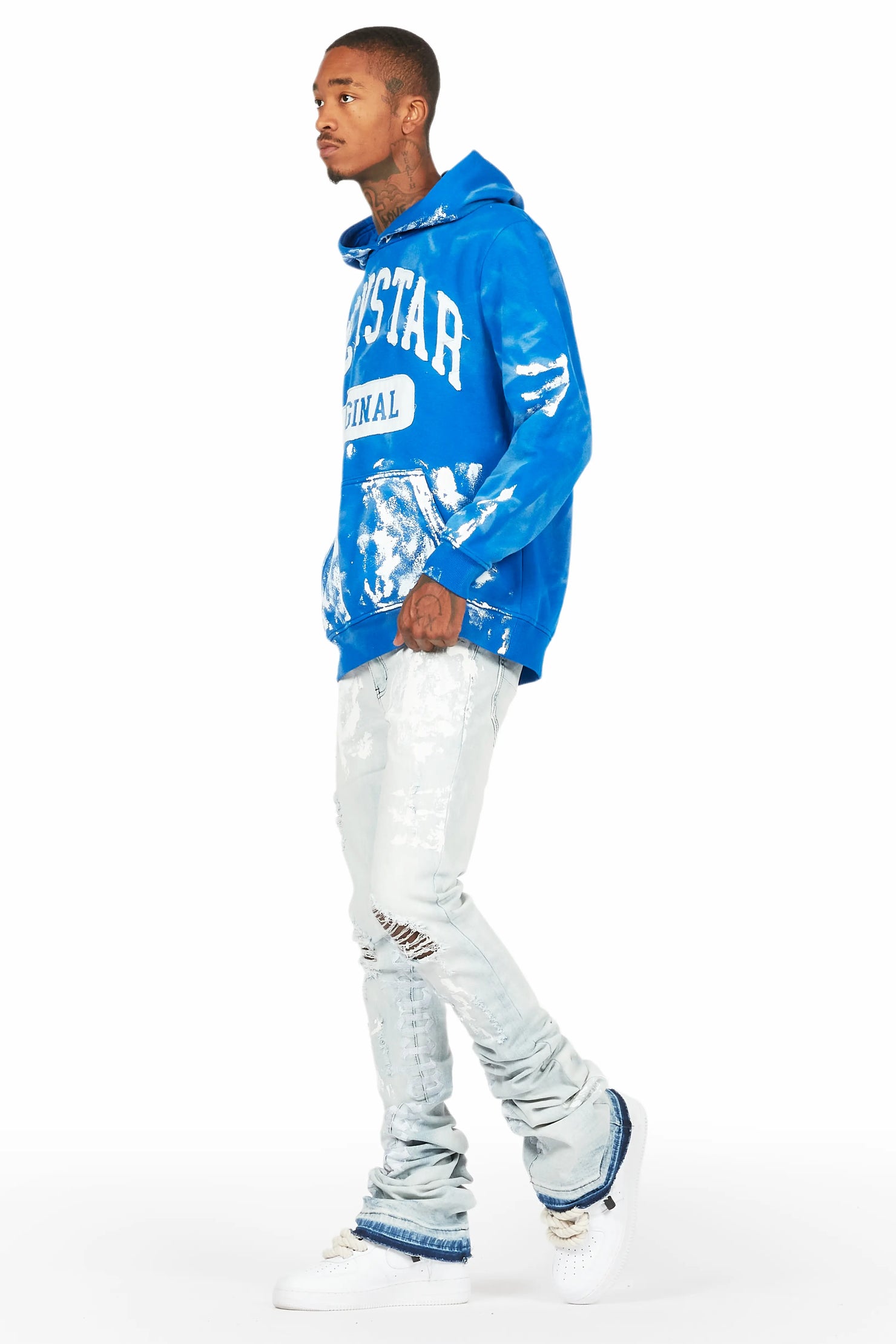 Datu Blue Painter Super Stacked Flare Jean