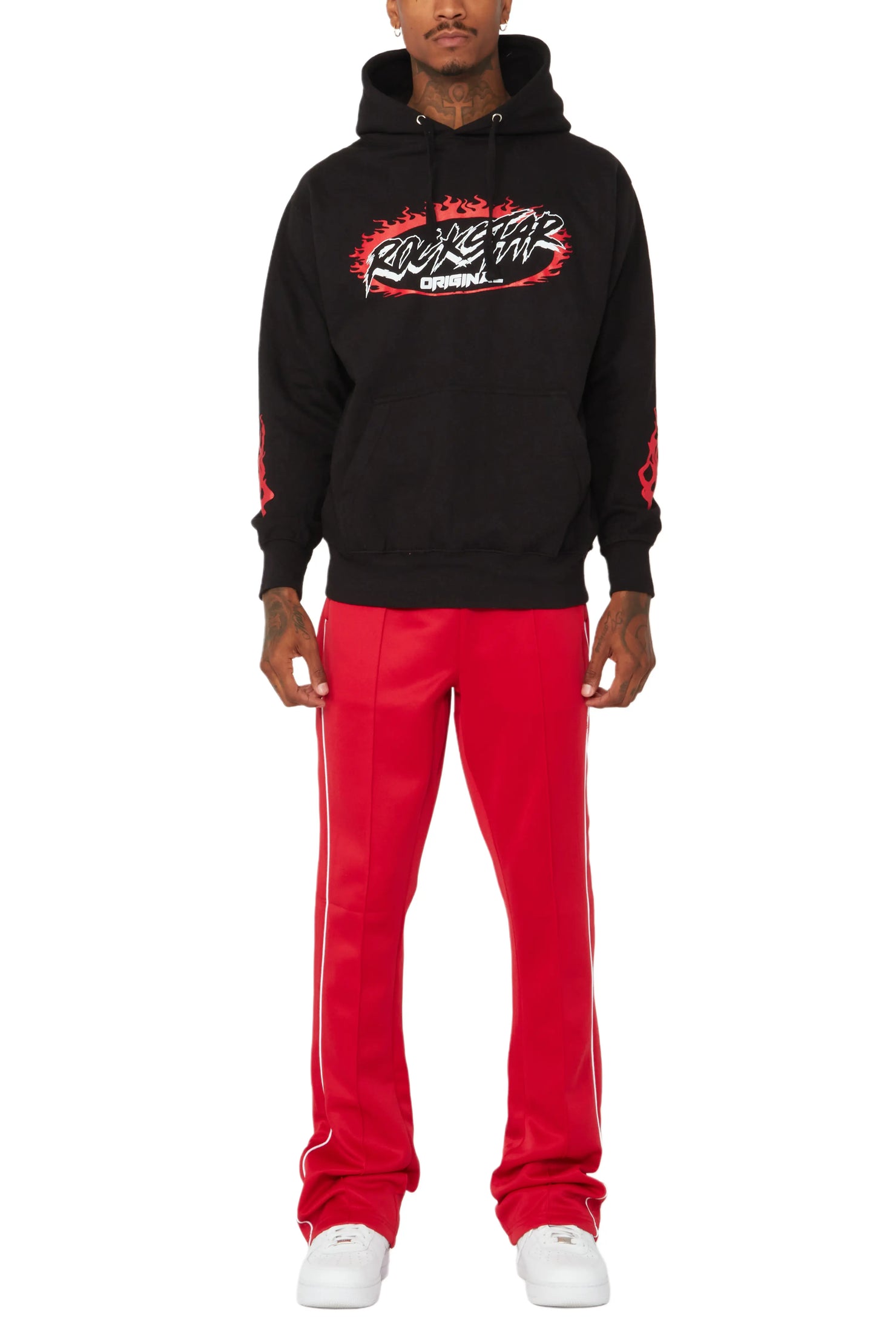 Draven Black/Red Graphic Hoodie Track Set