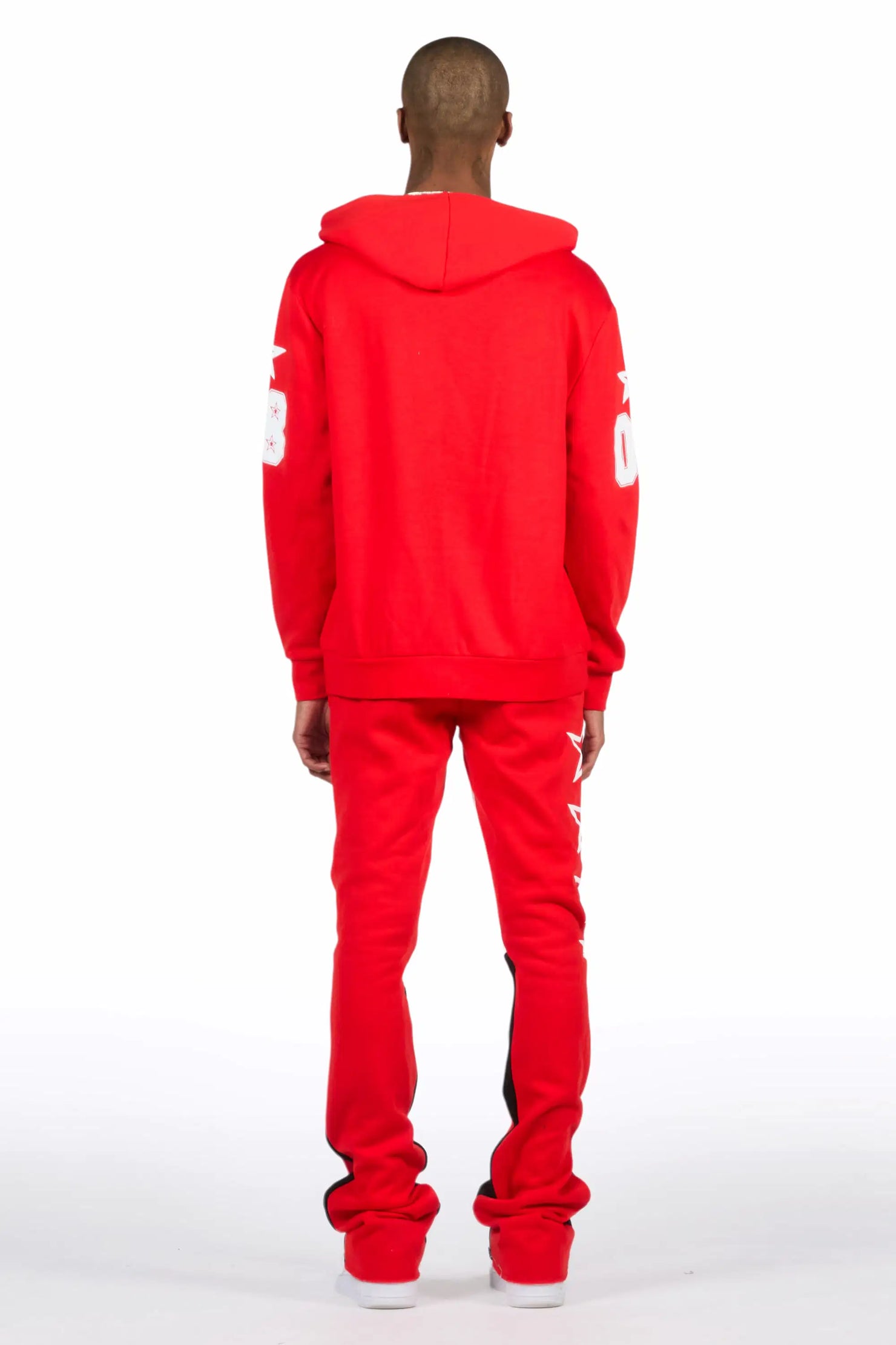 Skender Red/White Hoodie/Stacked Flare Track Set