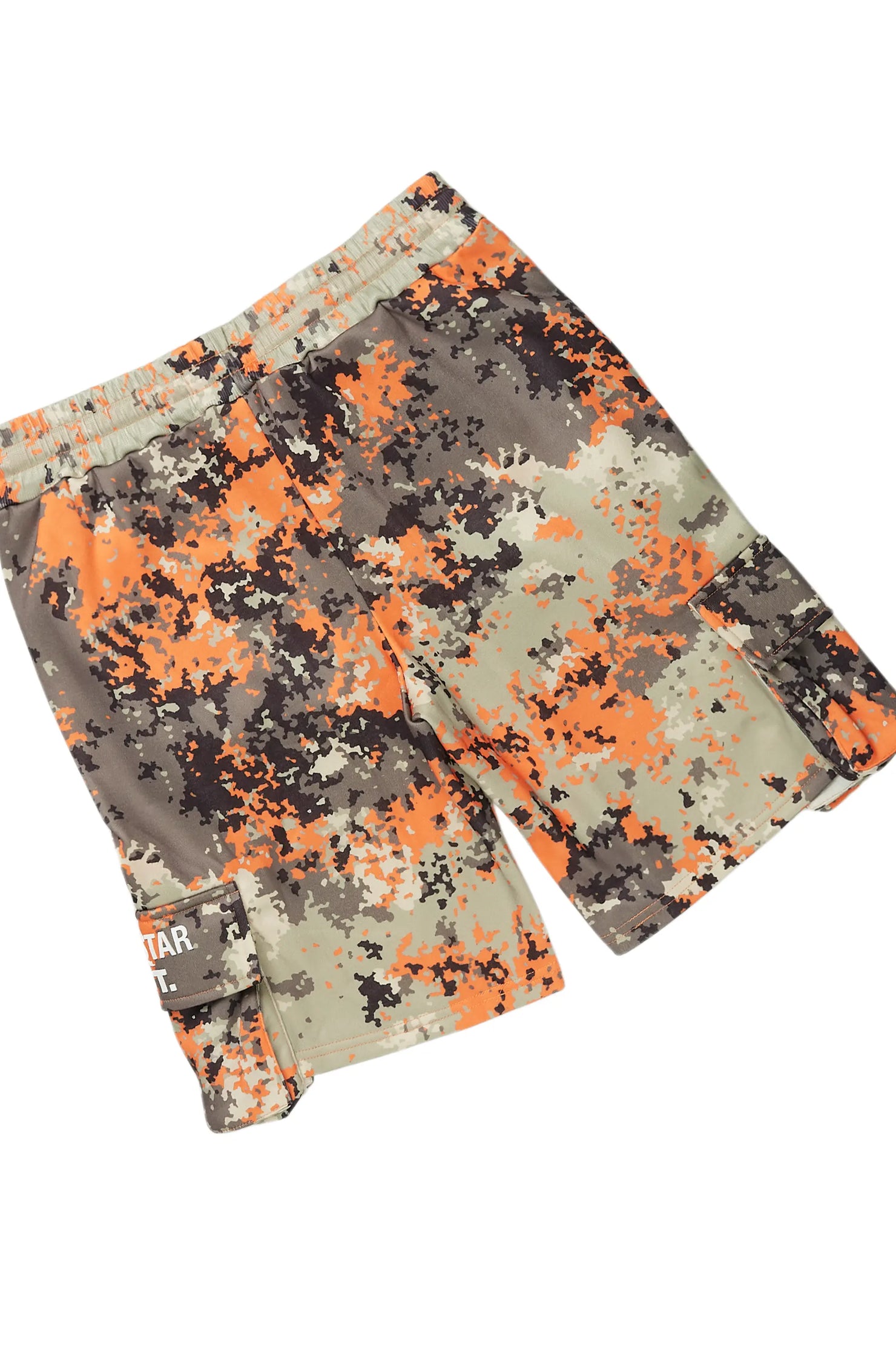 Shaneka Orange Digital Camo Cargo Short Set