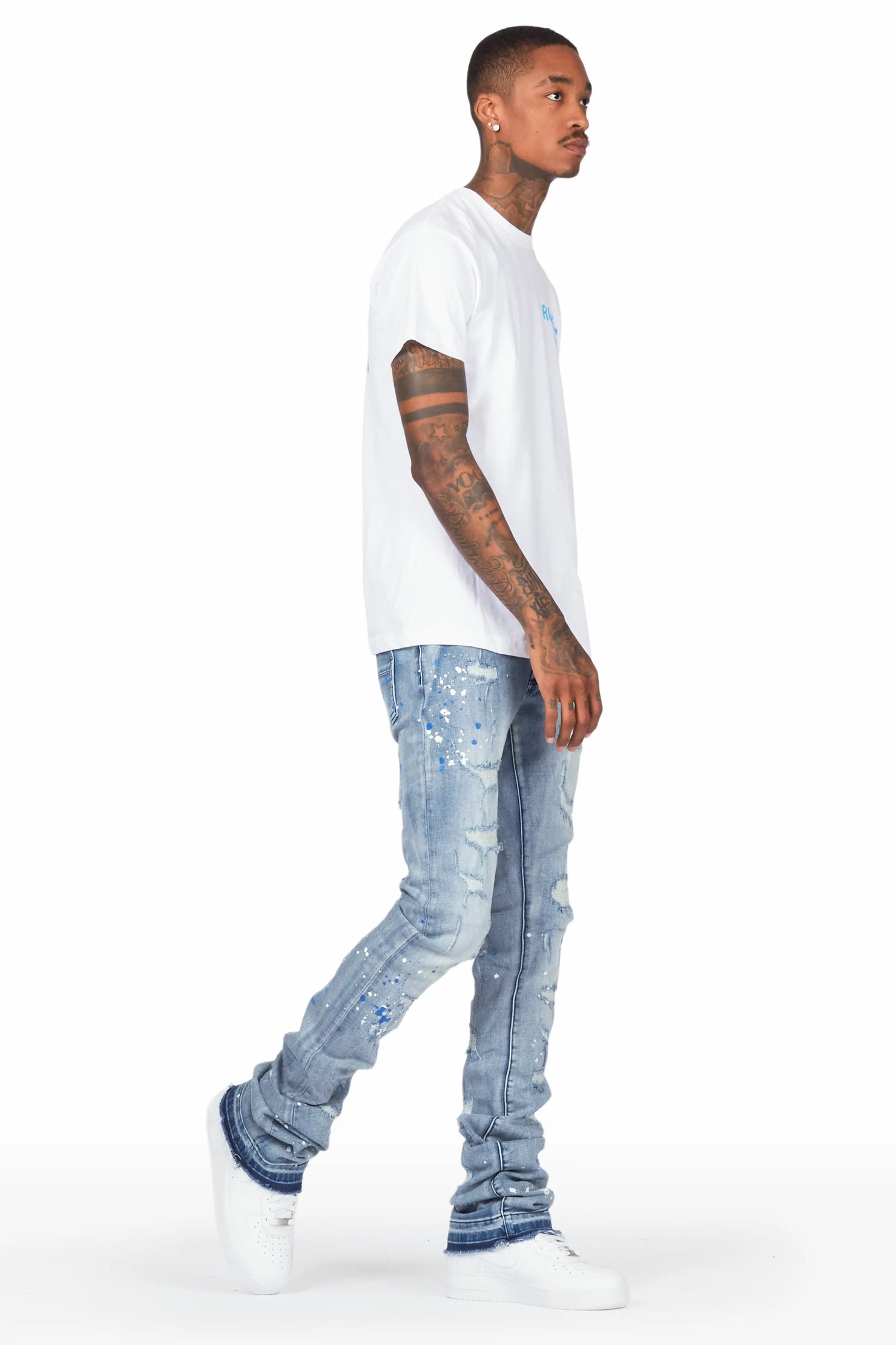 Nolan Blue Painter Super Stacked Flare Jean