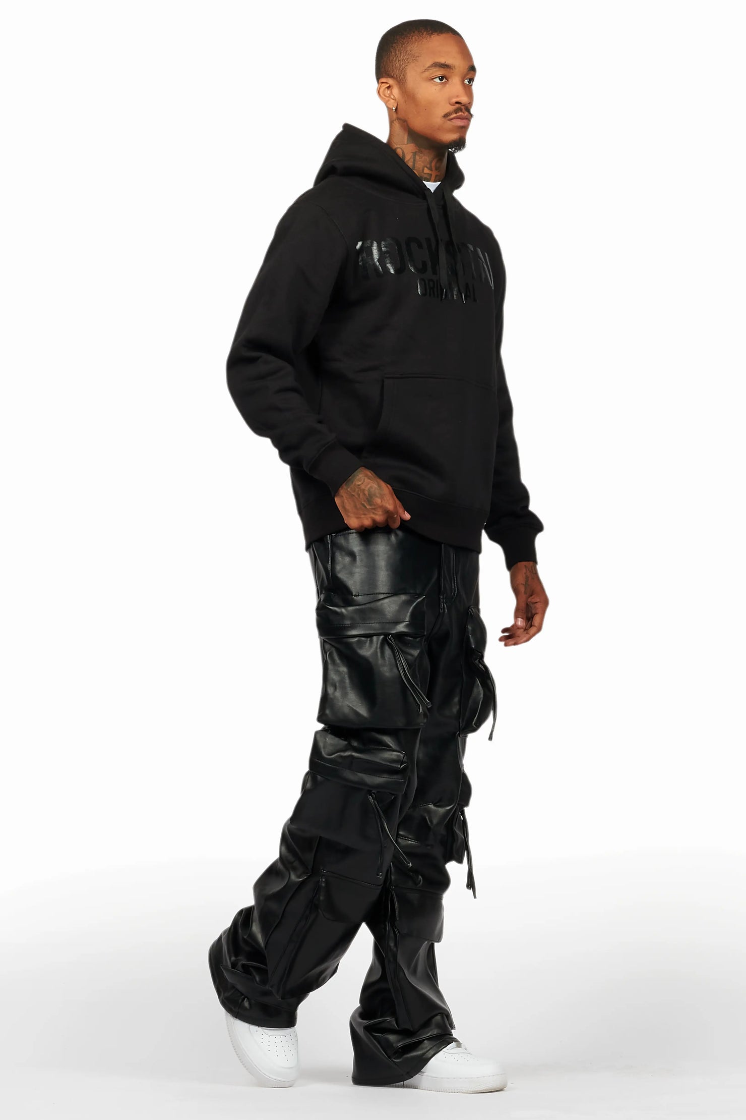 Sana Black Hoodie/Baggy Fit PU Jean Bundle