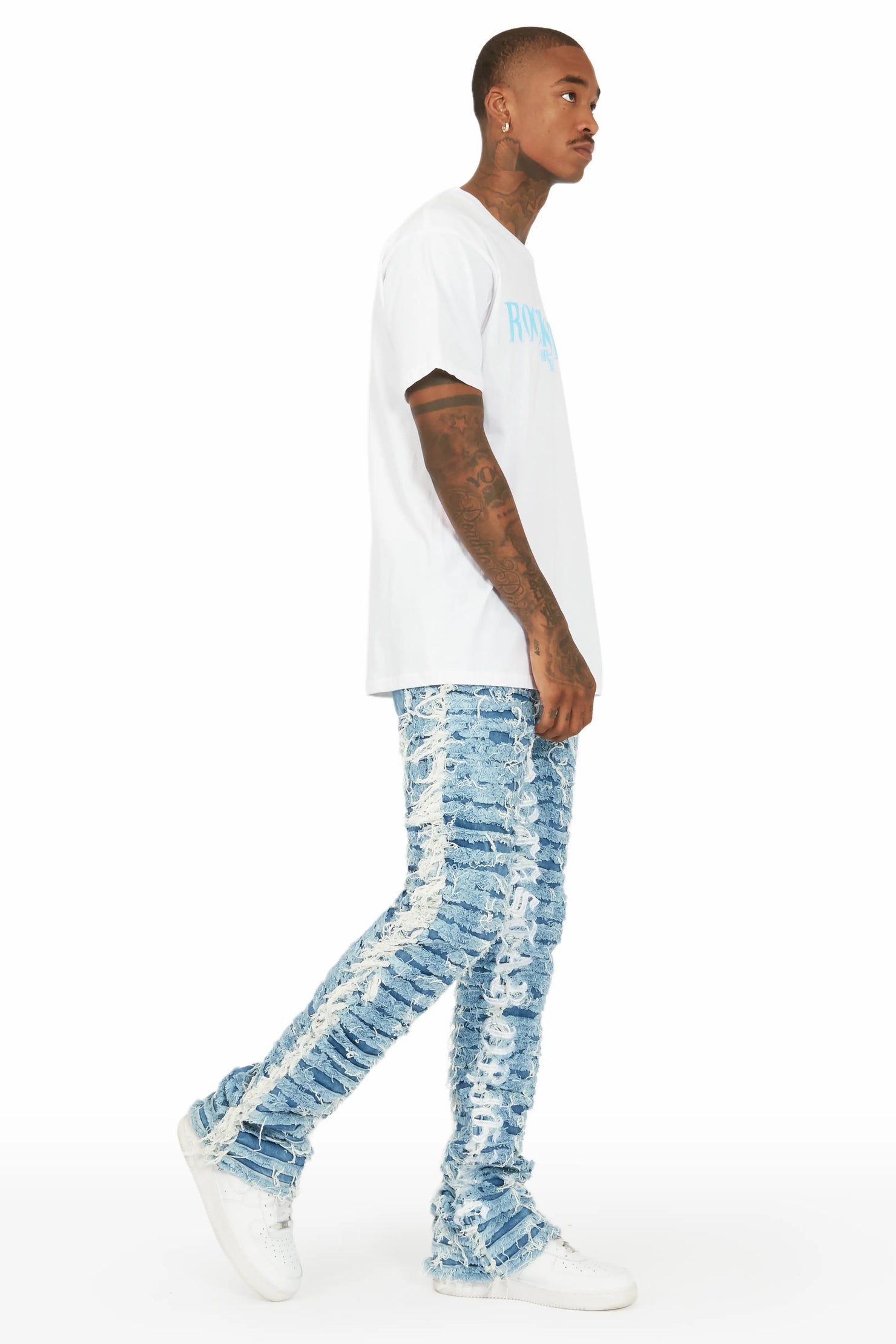 Giovanni Blue Stacked Flare Jean