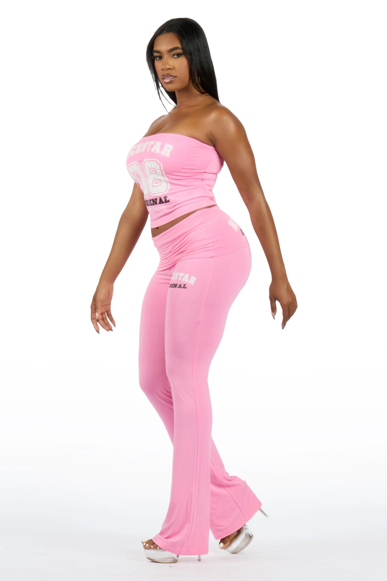 Lareshe Pink Tube Foldover Pant Set