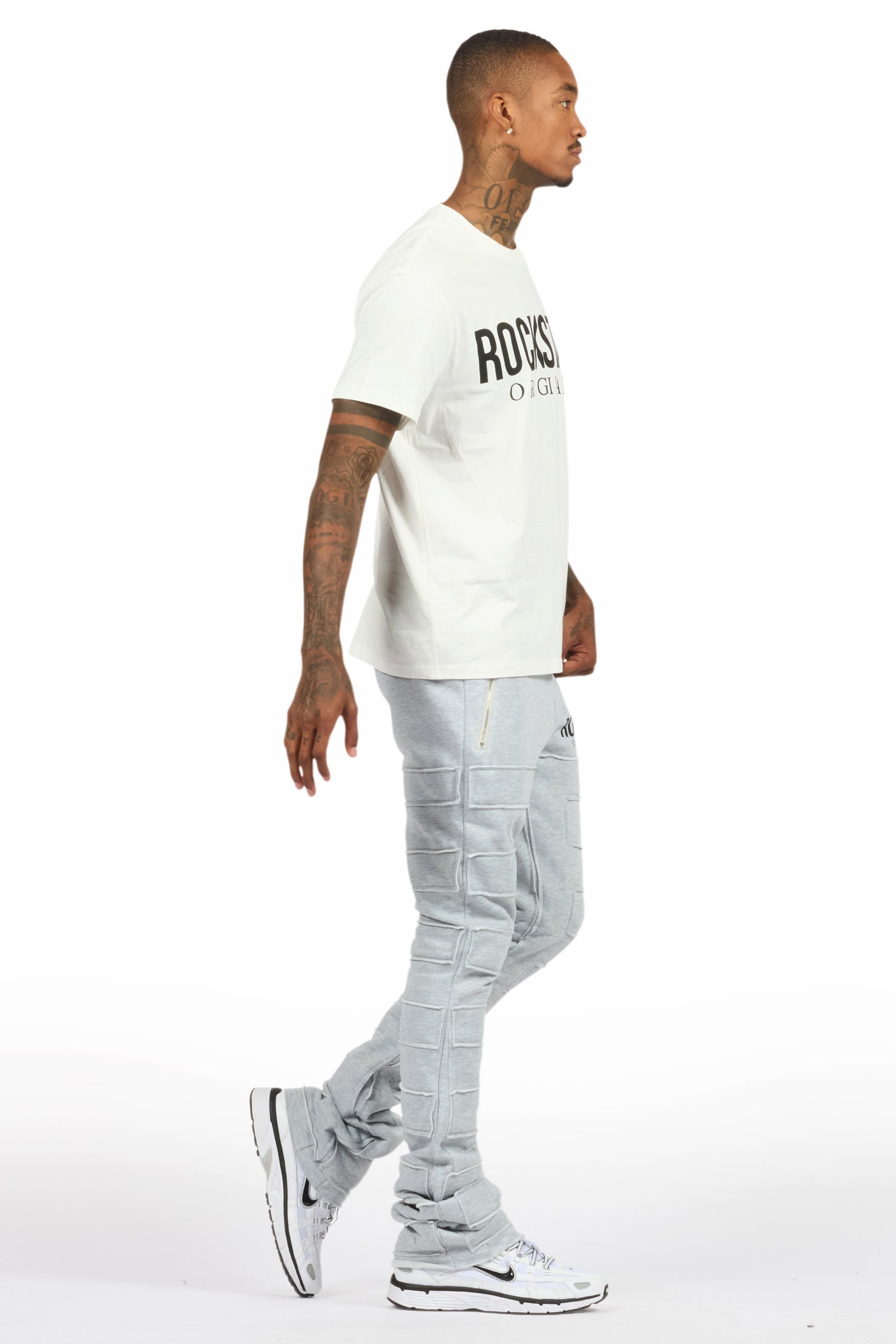 Emilio Heather Grey T-Shirt/Stacked Flare Track Set