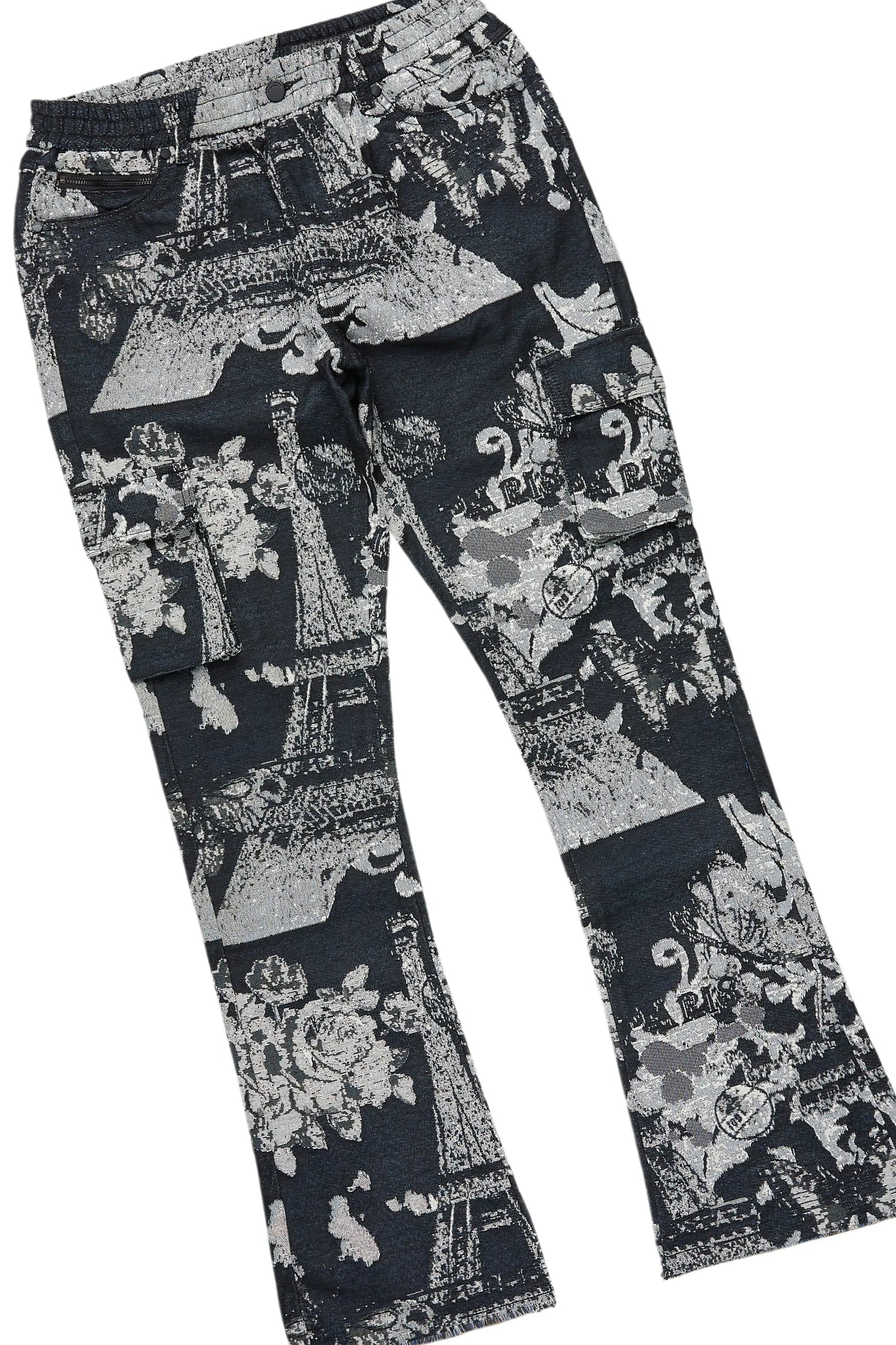 Boys Lamont Black Tapestry Puffer Jacket/Flare Jean Set