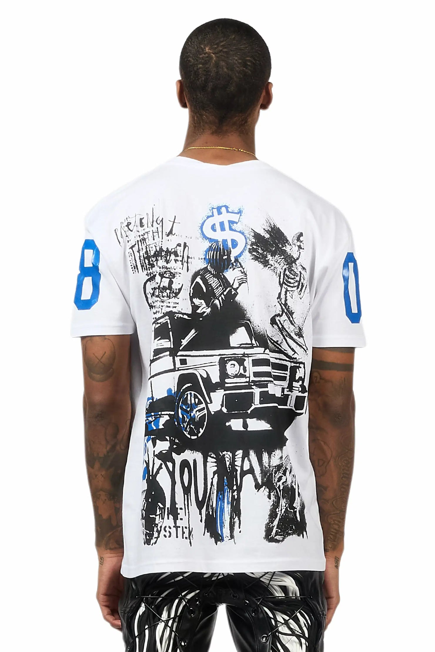 Grill 3.0 White/Blue Oversized Graphic T-Shirt