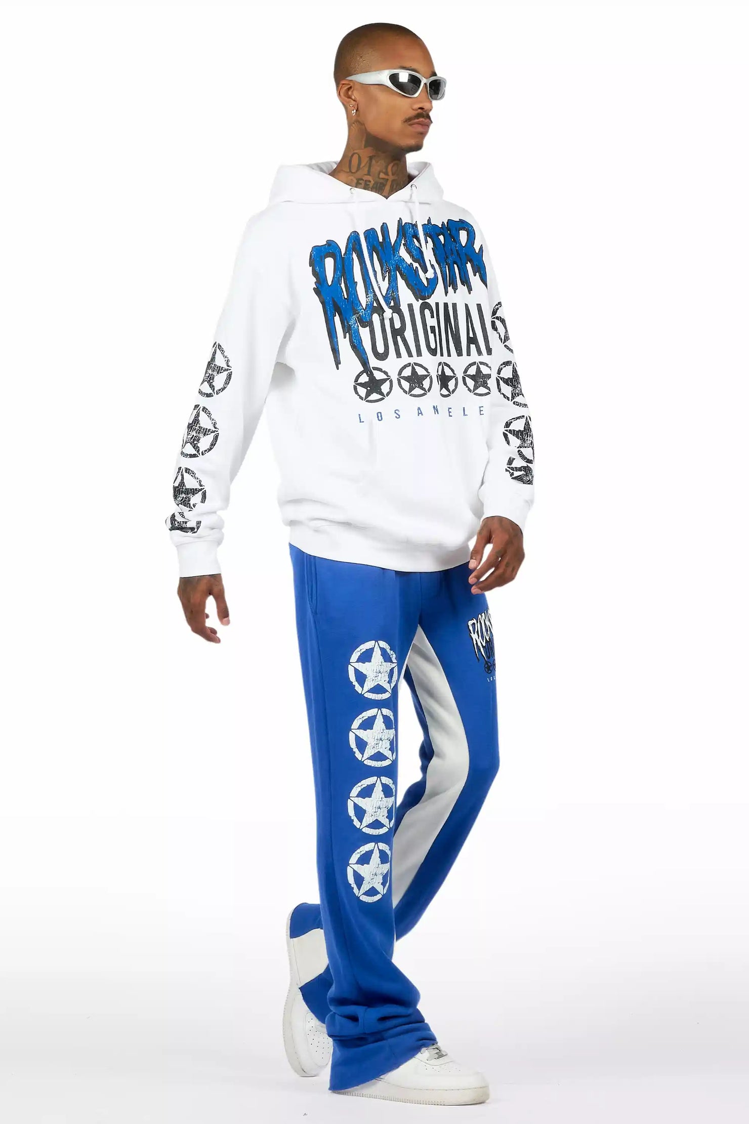 Wizzurd White/Royal Blue Hoodie Stacked Track Set