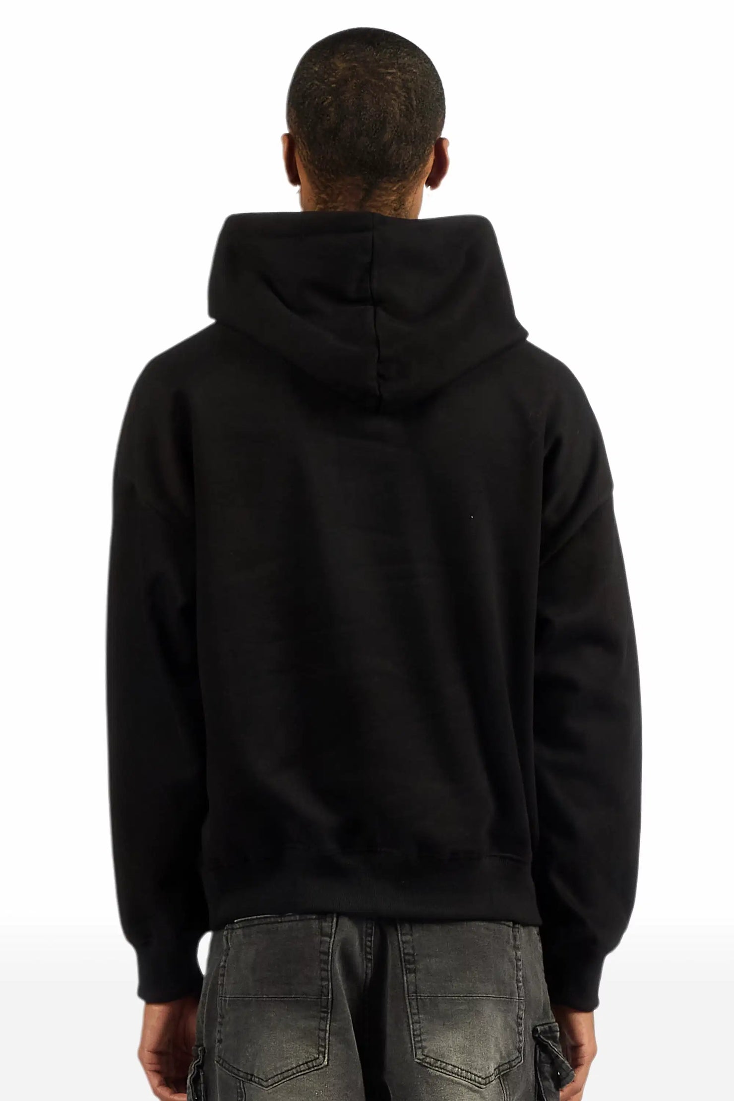 Outerworld Black Rhinestone Oversized Hoodie