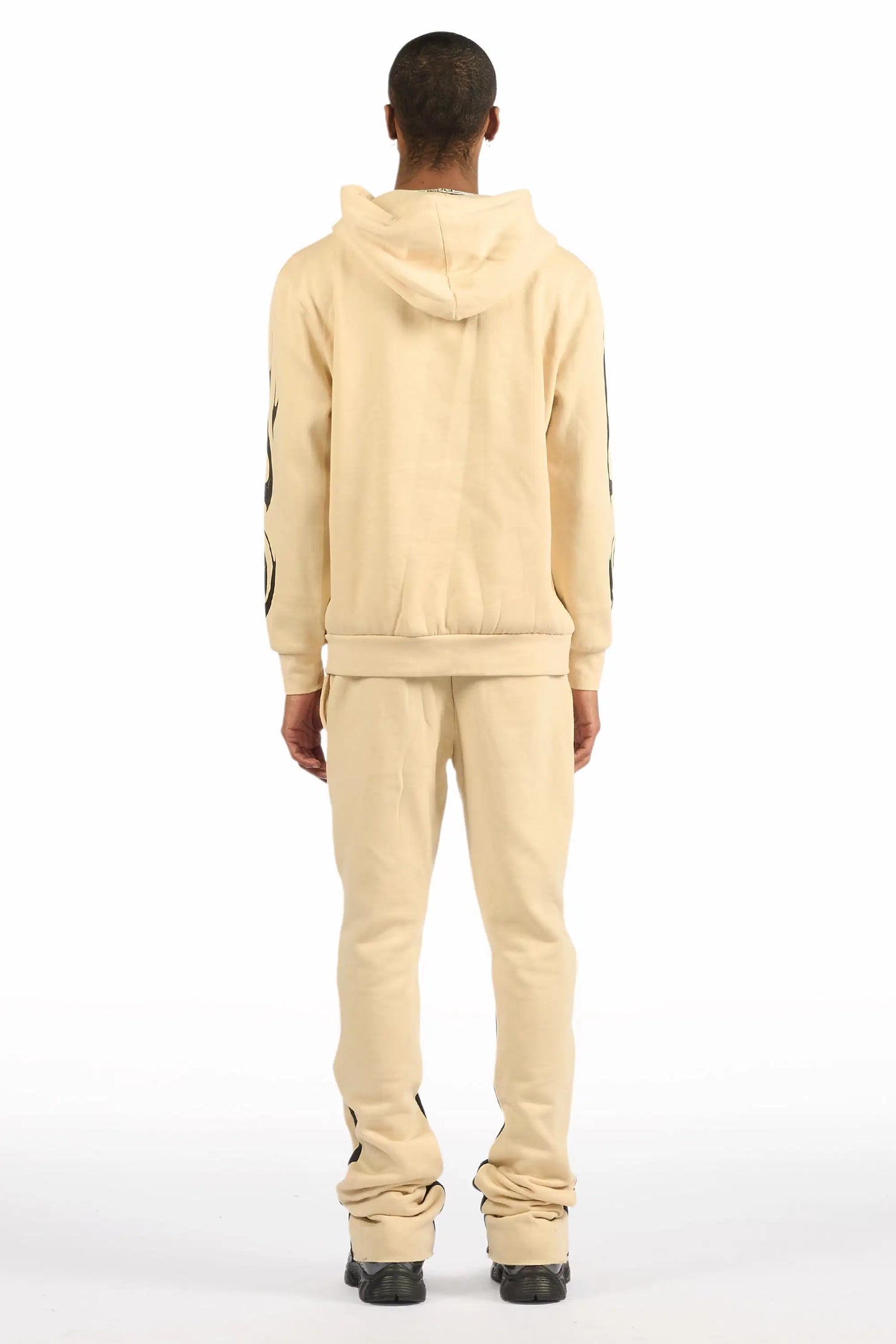 Deathrow Beige/Black Hoodie/Stacked Track Pant Set