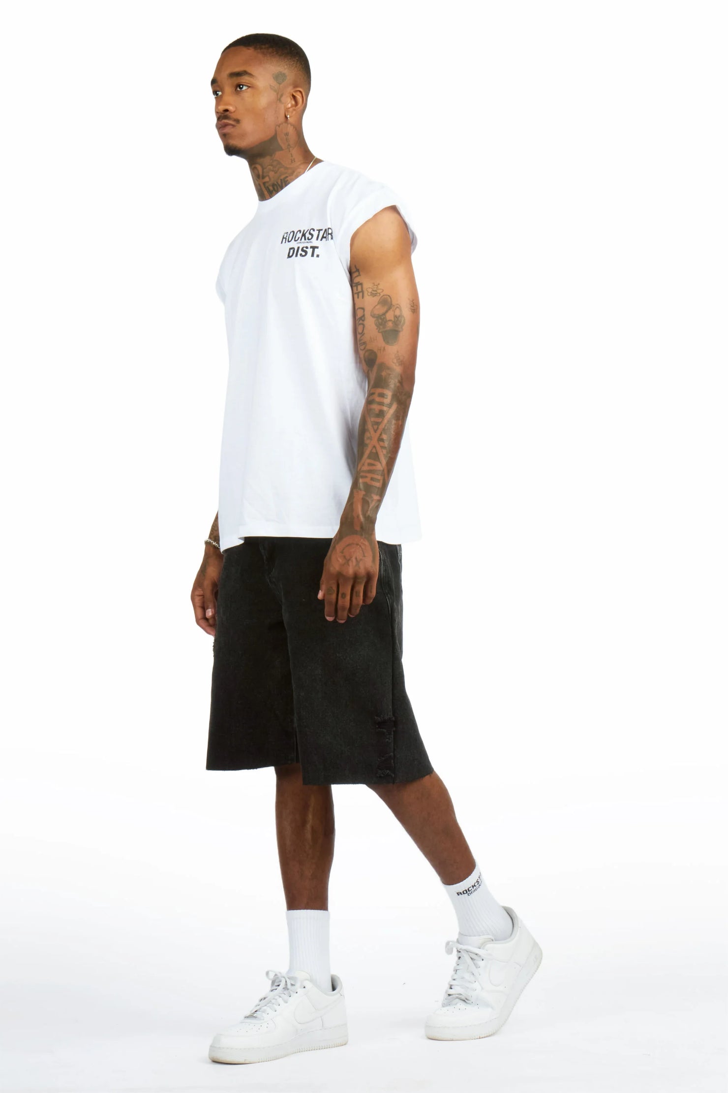 Lake White/Black Graphic T-Shirt & Novacane Denim Short Set
