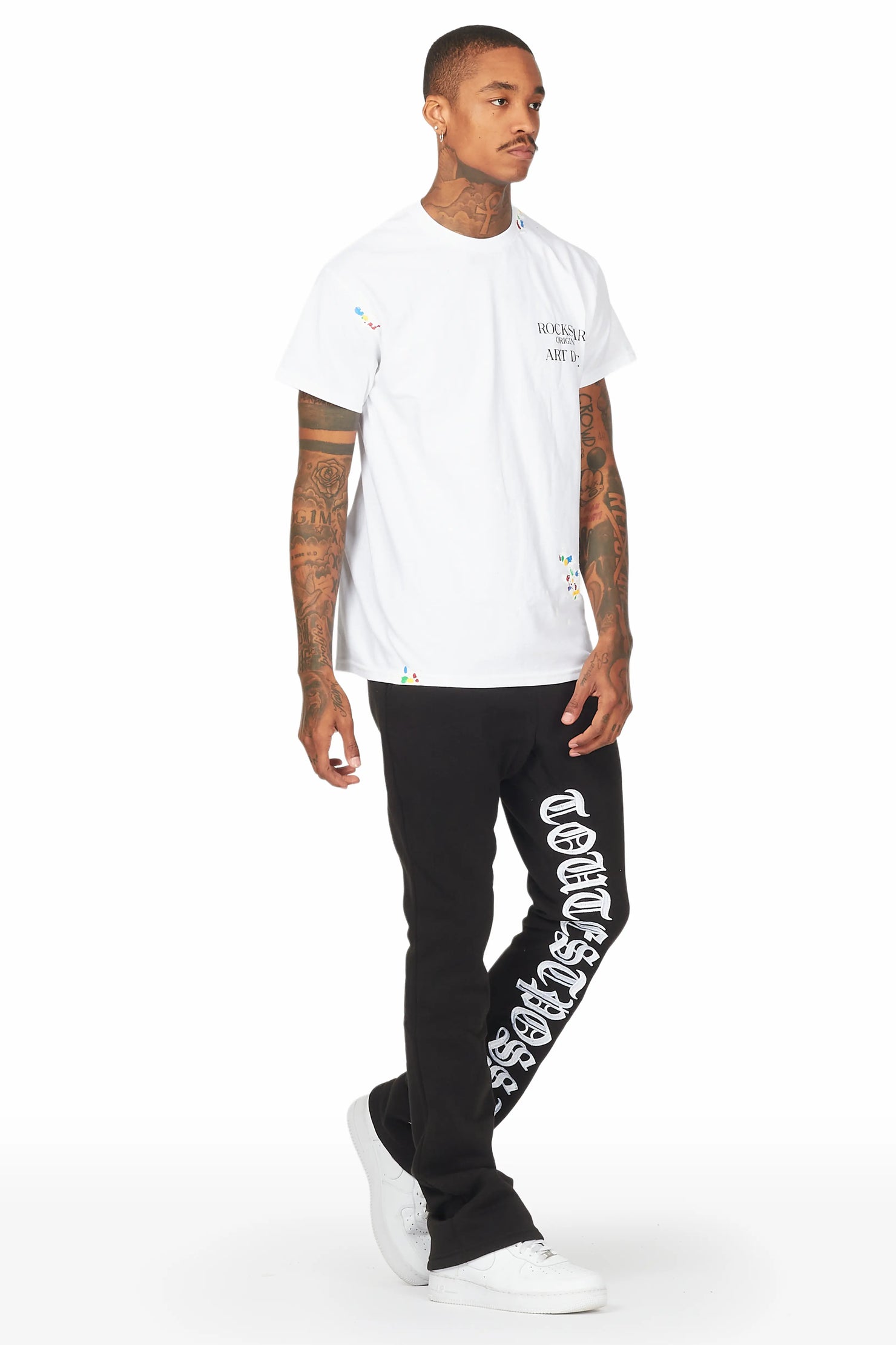 Konnor Black/White Stacked Flare Pants