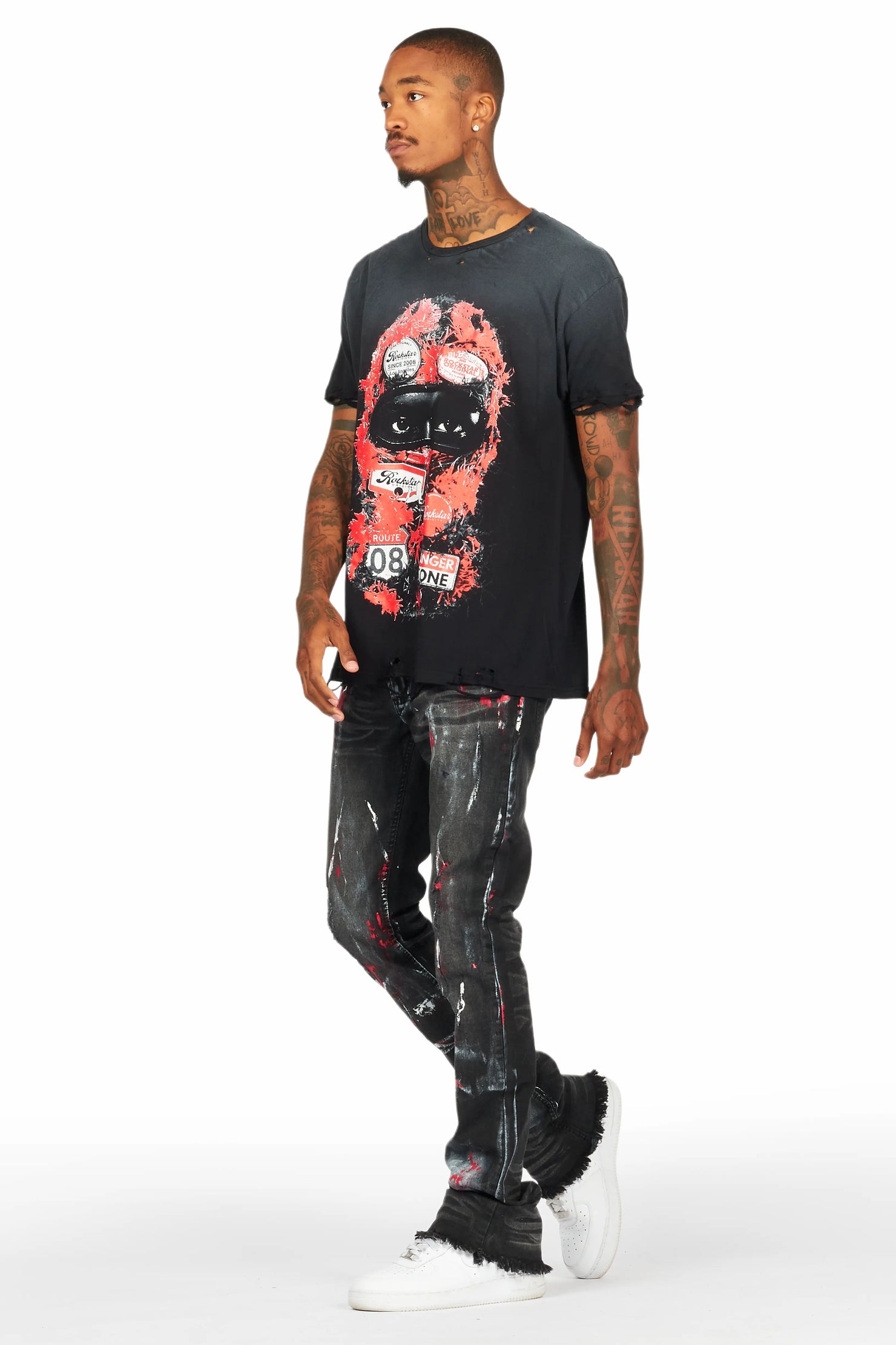 Mana Black Painter Stacked Flare Jean