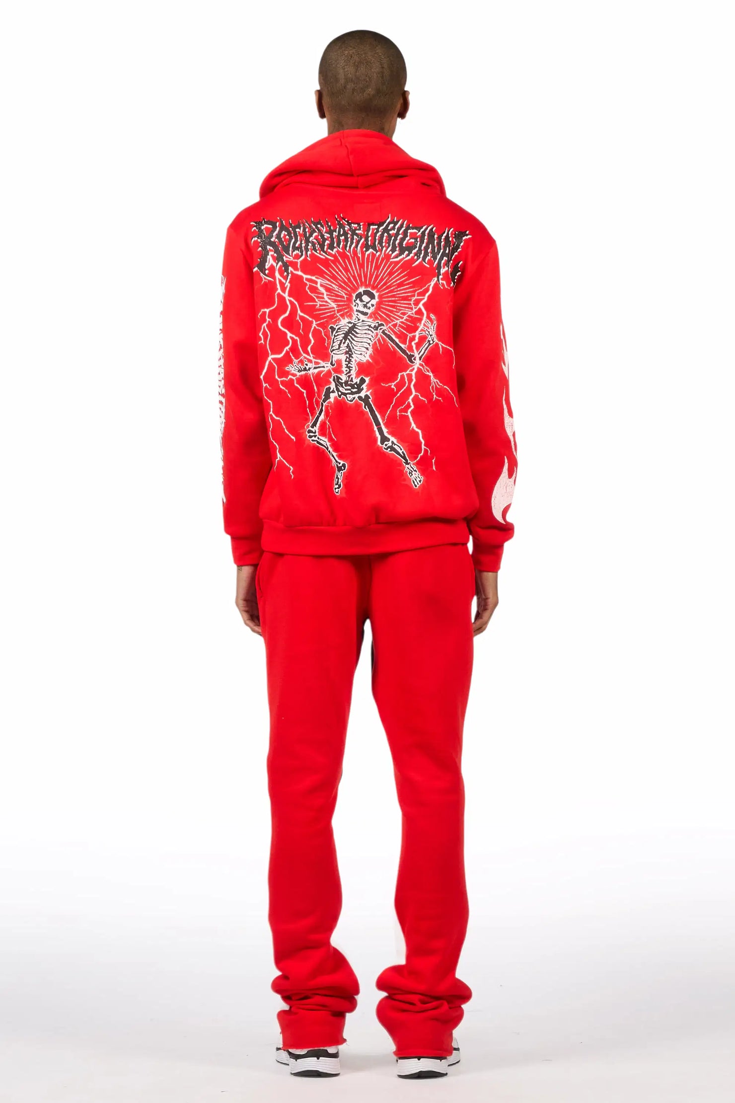 Deathrow Red/White Hoodie/Stacked Track Pant Set